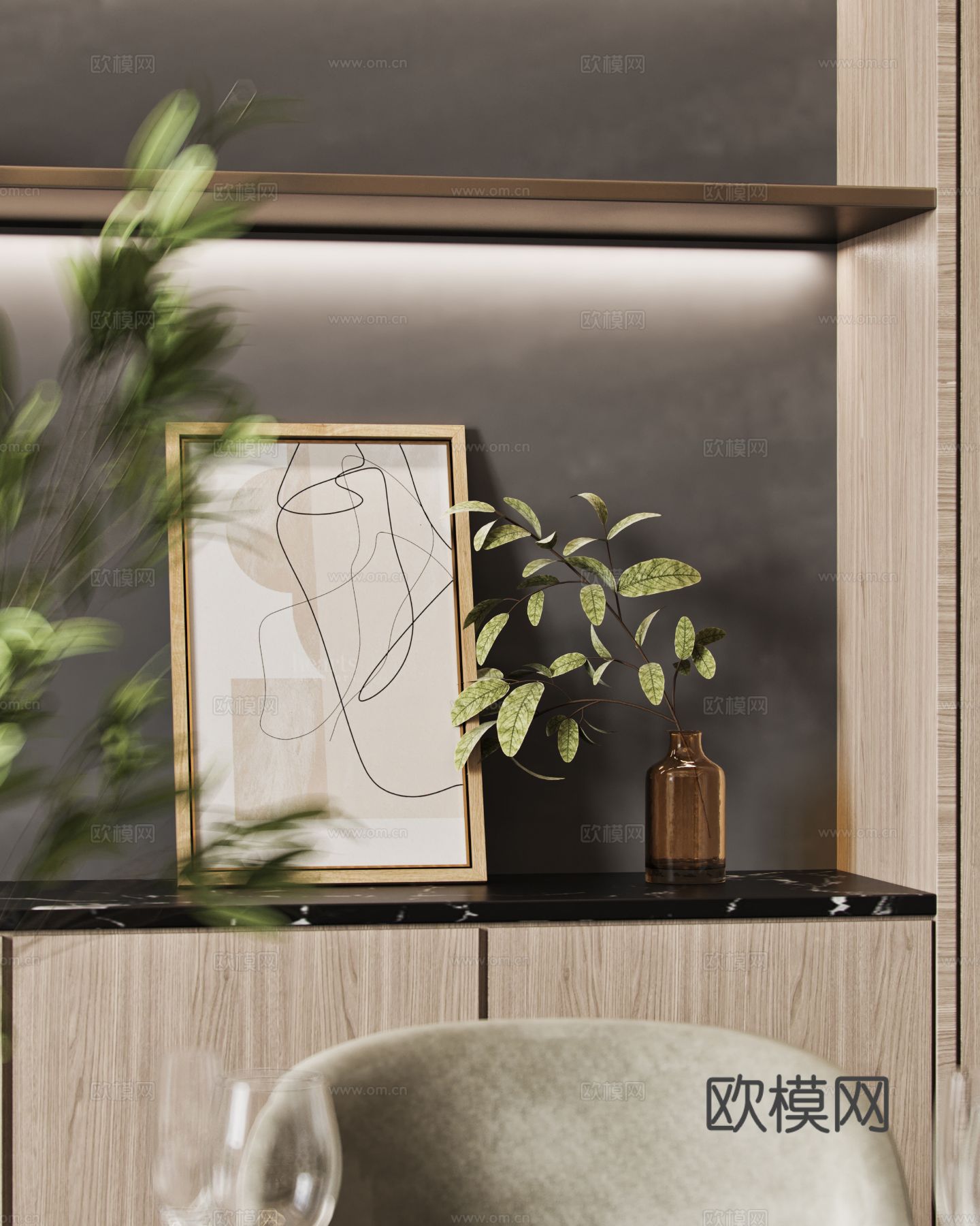 奶油风家装效果图客厅卧室餐厅 黑白灰极简效果图下载（渲染图10）