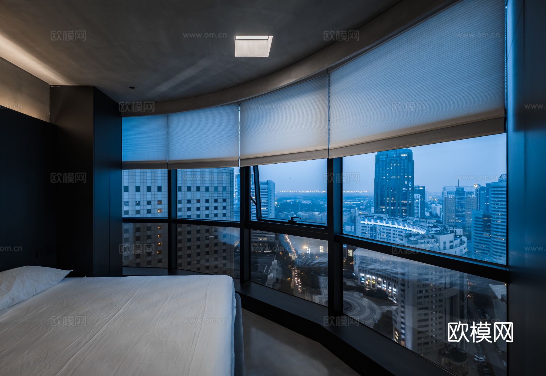 现代家装效果图客厅卧室餐厅 黑白灰极简效果图下载（渲染图15）