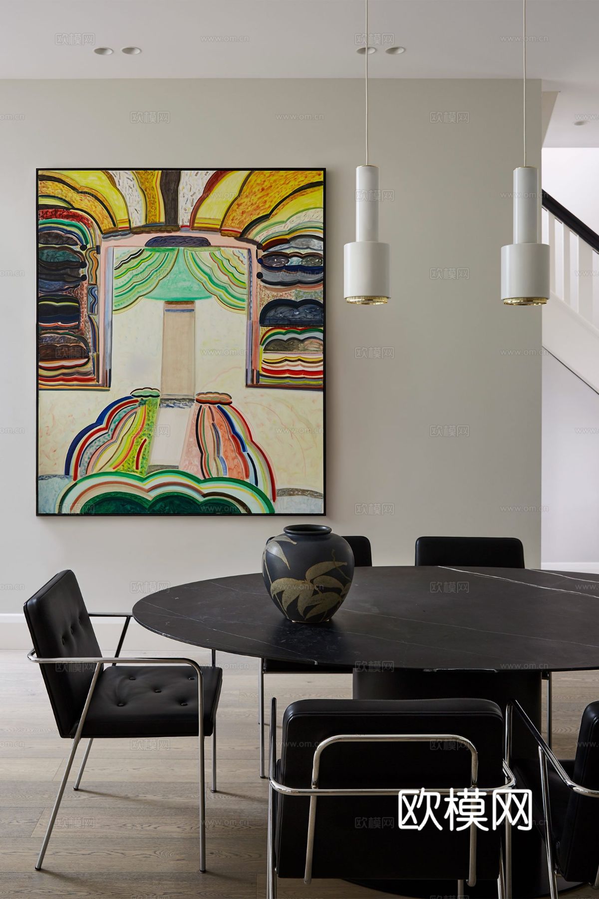 奶油风家装效果图 客厅卧室餐厅 黑白灰极简效果图下载（渲染图11）