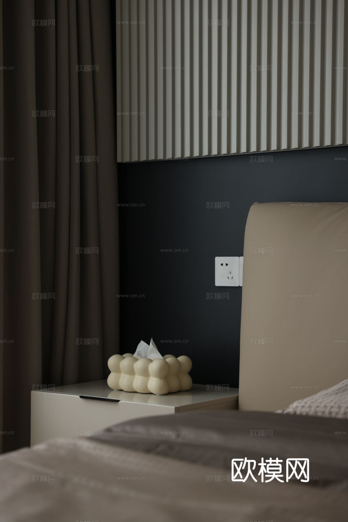 奶油风家装设计 客厅卧室餐厅 黑白灰 公寓效果图下载（渲染图15）