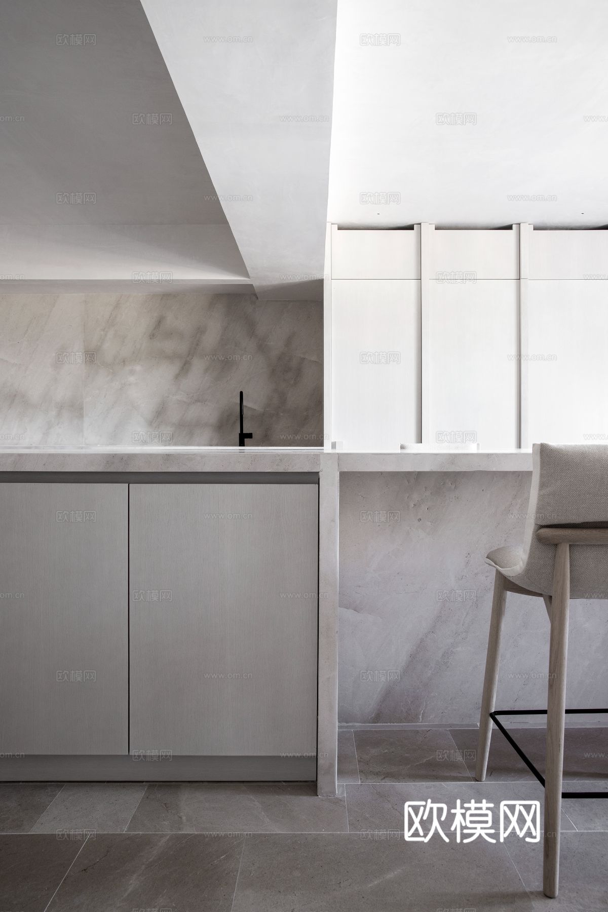 现代小户型简约家装效果图 客厅卧室餐厅 黑白灰效果图下载（渲染图11）