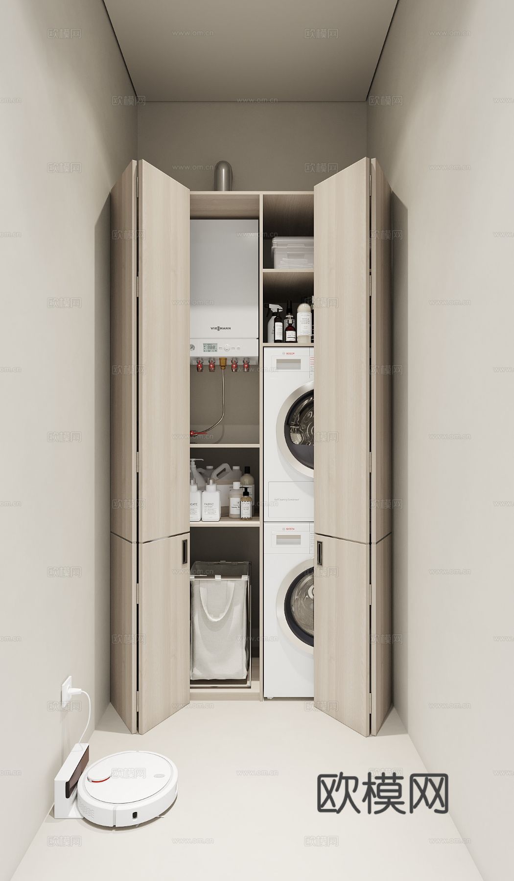 现代奶油风家装效果图客厅卧室餐厅 黑白灰极简效果图下载（渲染图10）