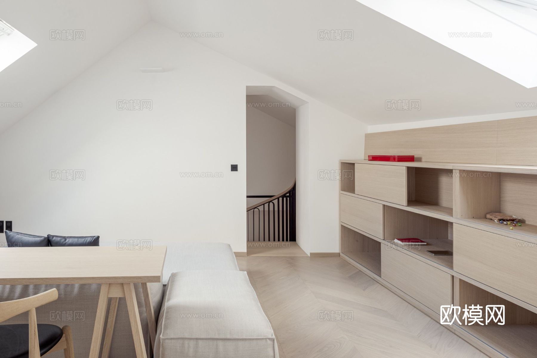 奶油风家装效果图客厅卧室餐厅 黑白灰极简效果图下载（渲染图13）