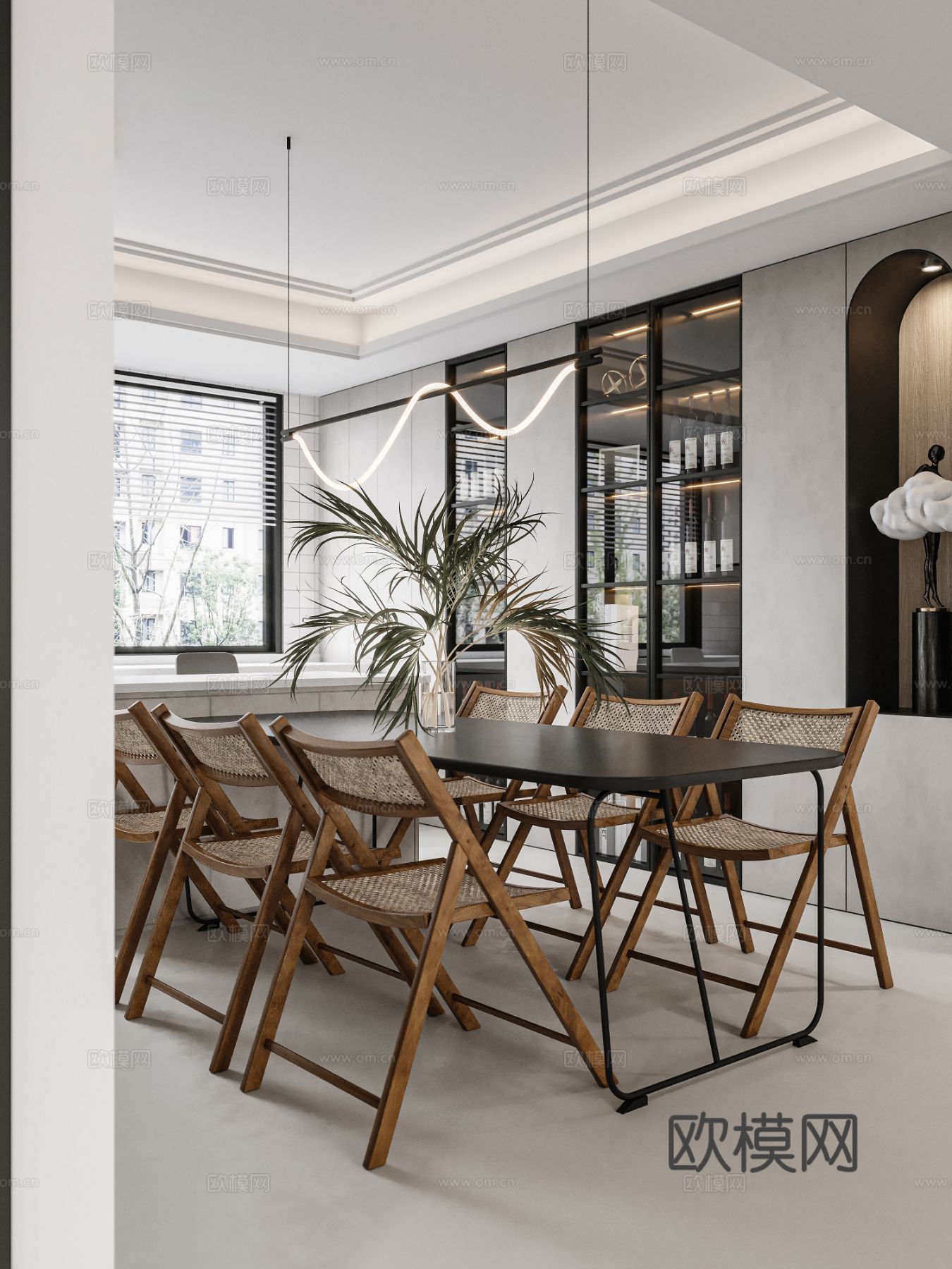 奶油风家装效果图客厅卧室餐厅 黑白灰极简效果图下载（渲染图8）