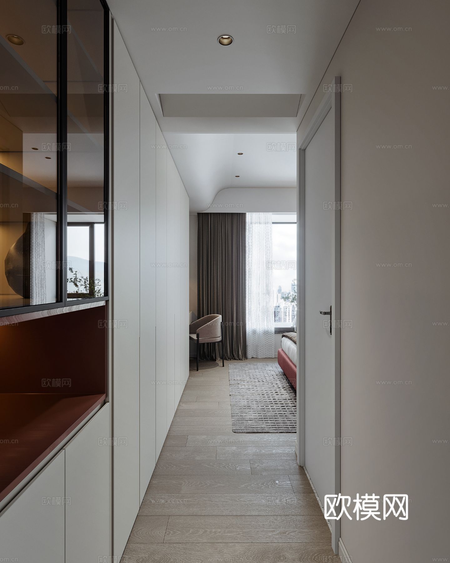 现代奶油风家装效果图客厅卧室餐厅 黑白灰极简效果图下载（渲染图8）