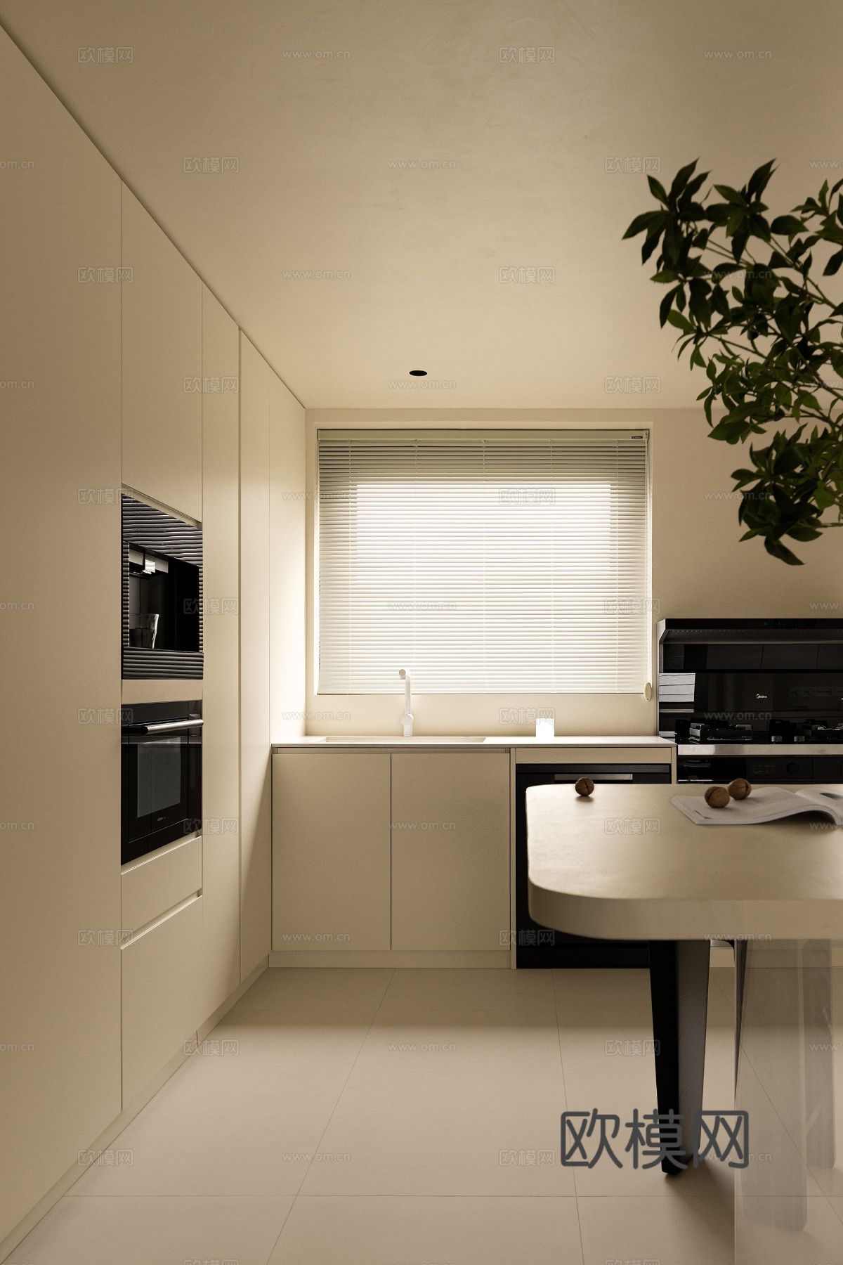 奶油风设计 客厅卧室餐厅 黑白灰 公寓效果图效果图下载（渲染图9）