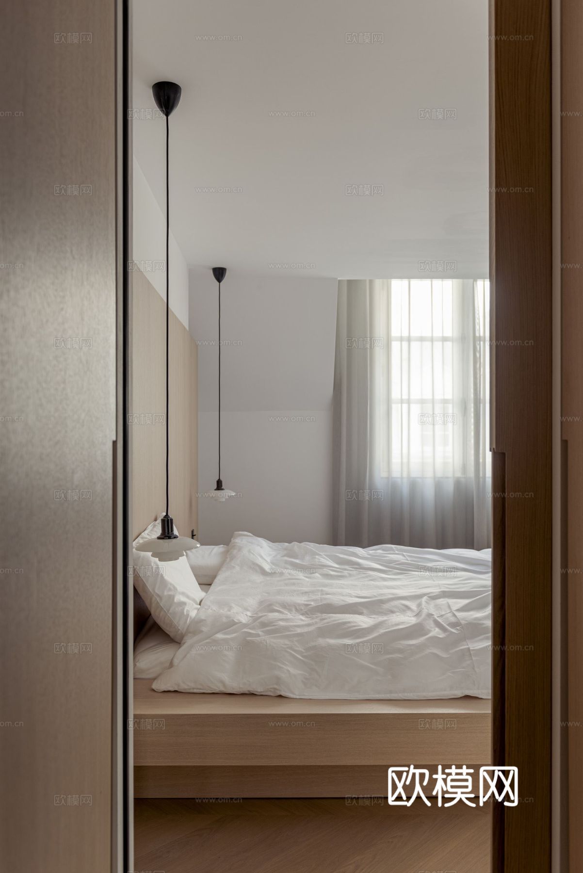 奶油风家装效果图客厅卧室餐厅 黑白灰极简效果图下载（渲染图10）