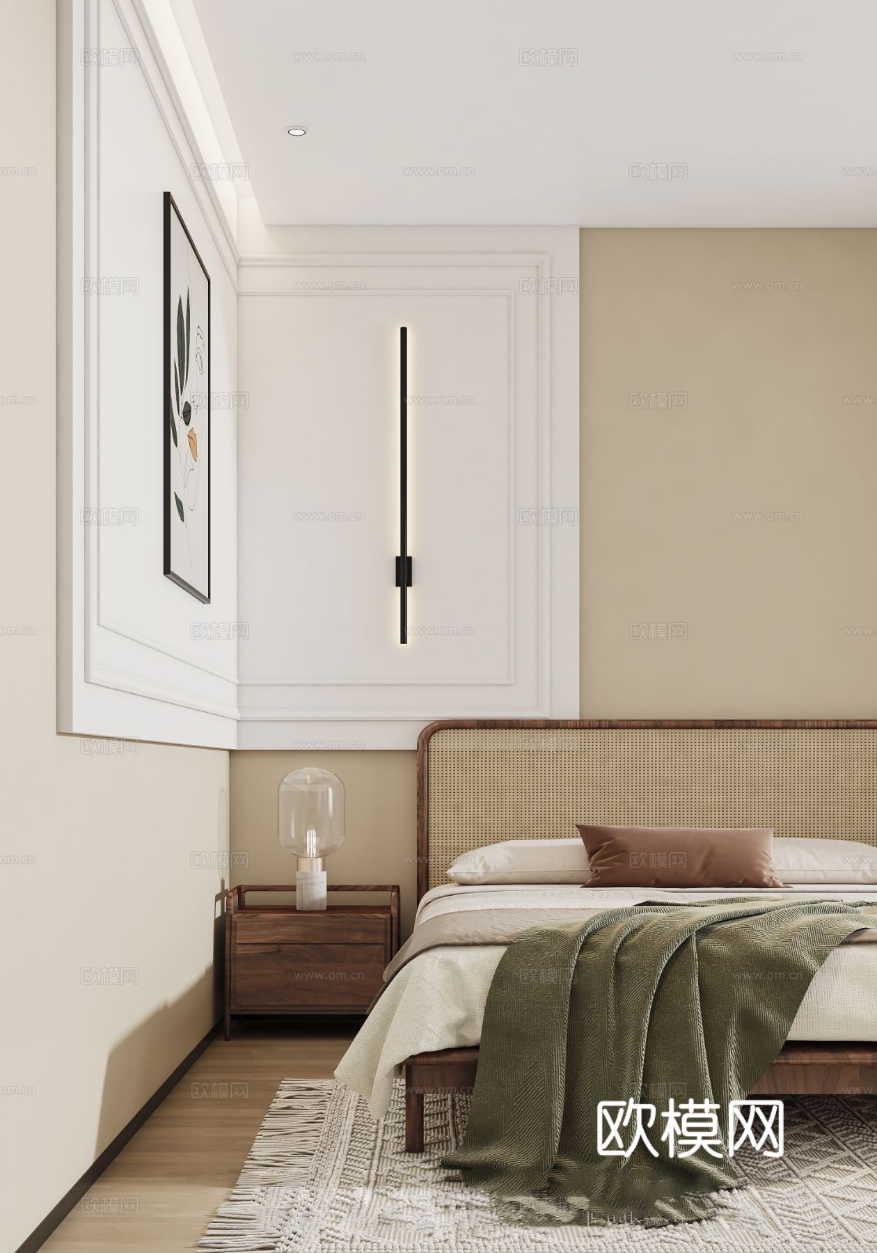 奶油风家装效果图客厅卧室餐厅 黑白灰极简效果图下载（渲染图8）