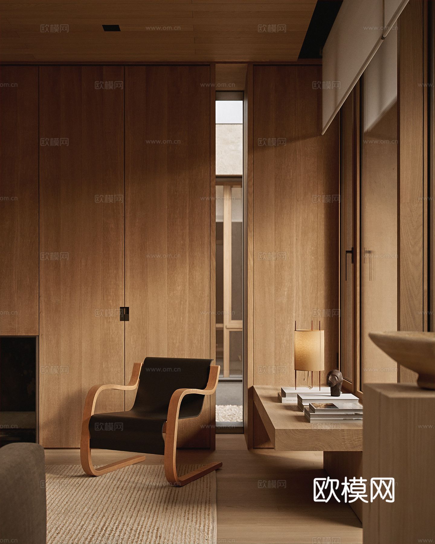 原木家装效果图 客厅卧室餐厅 黑白灰效果图下载（渲染图3）