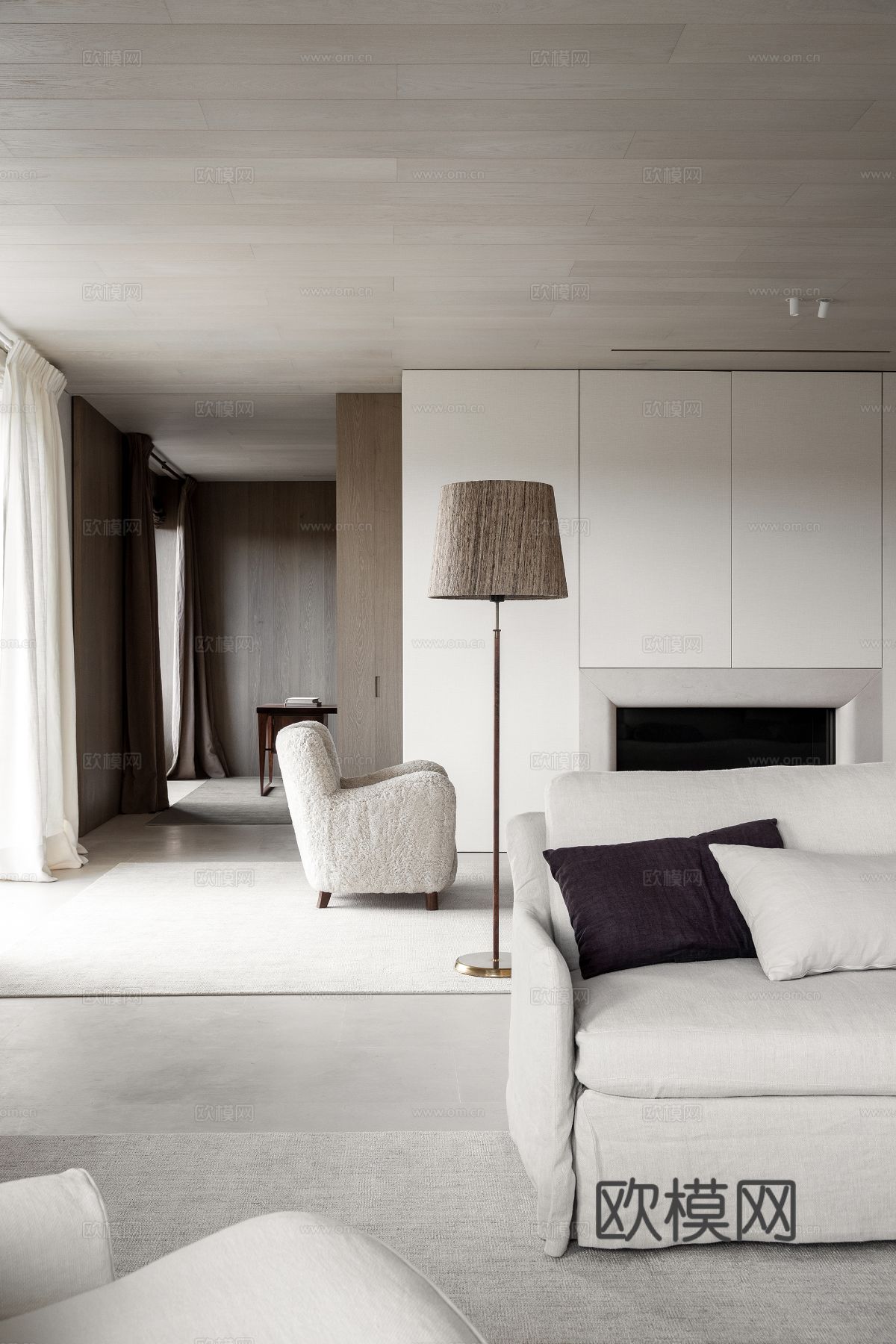 现代简约家装效果图 客厅卧室餐厅 黑白灰效果图下载（渲染图6）