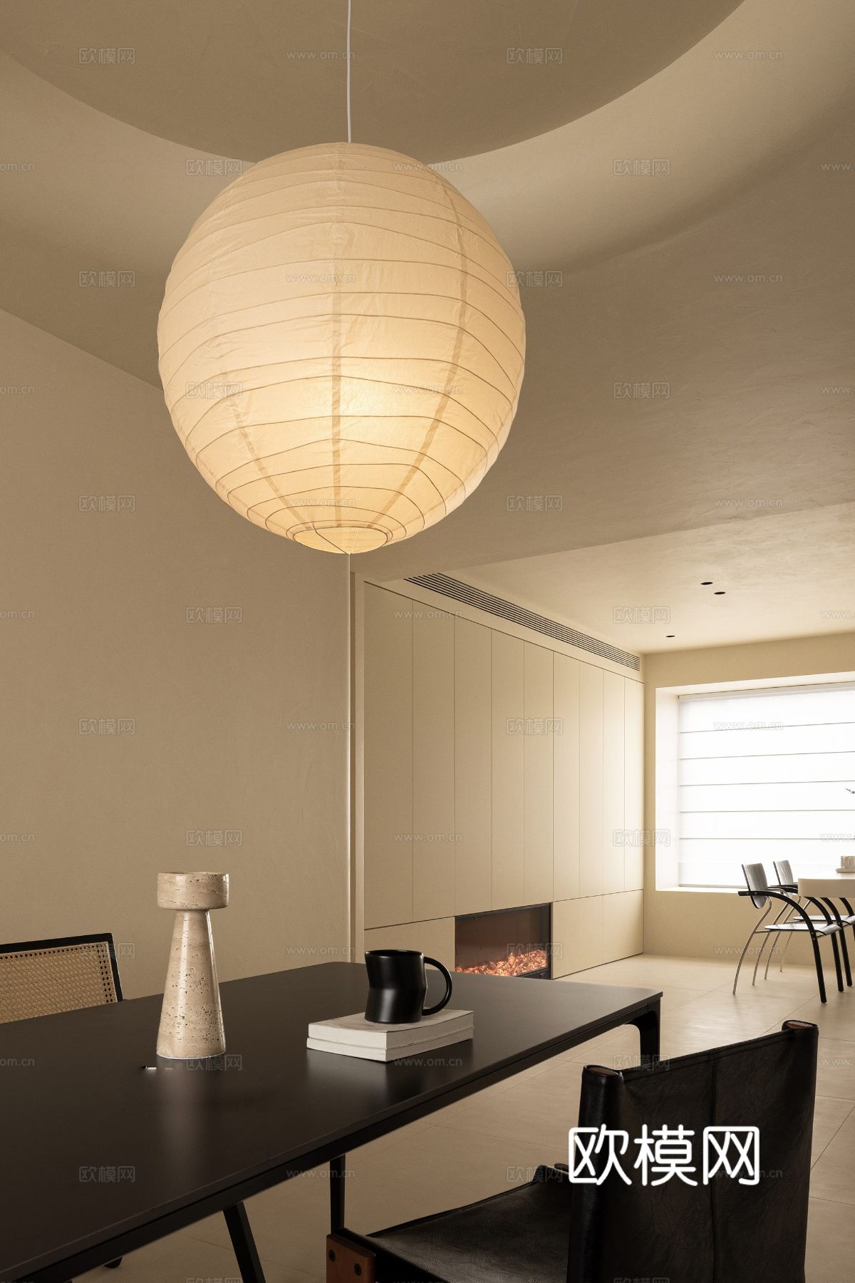 奶油风设计 客厅卧室餐厅 黑白灰 公寓效果图效果图下载（渲染图12）