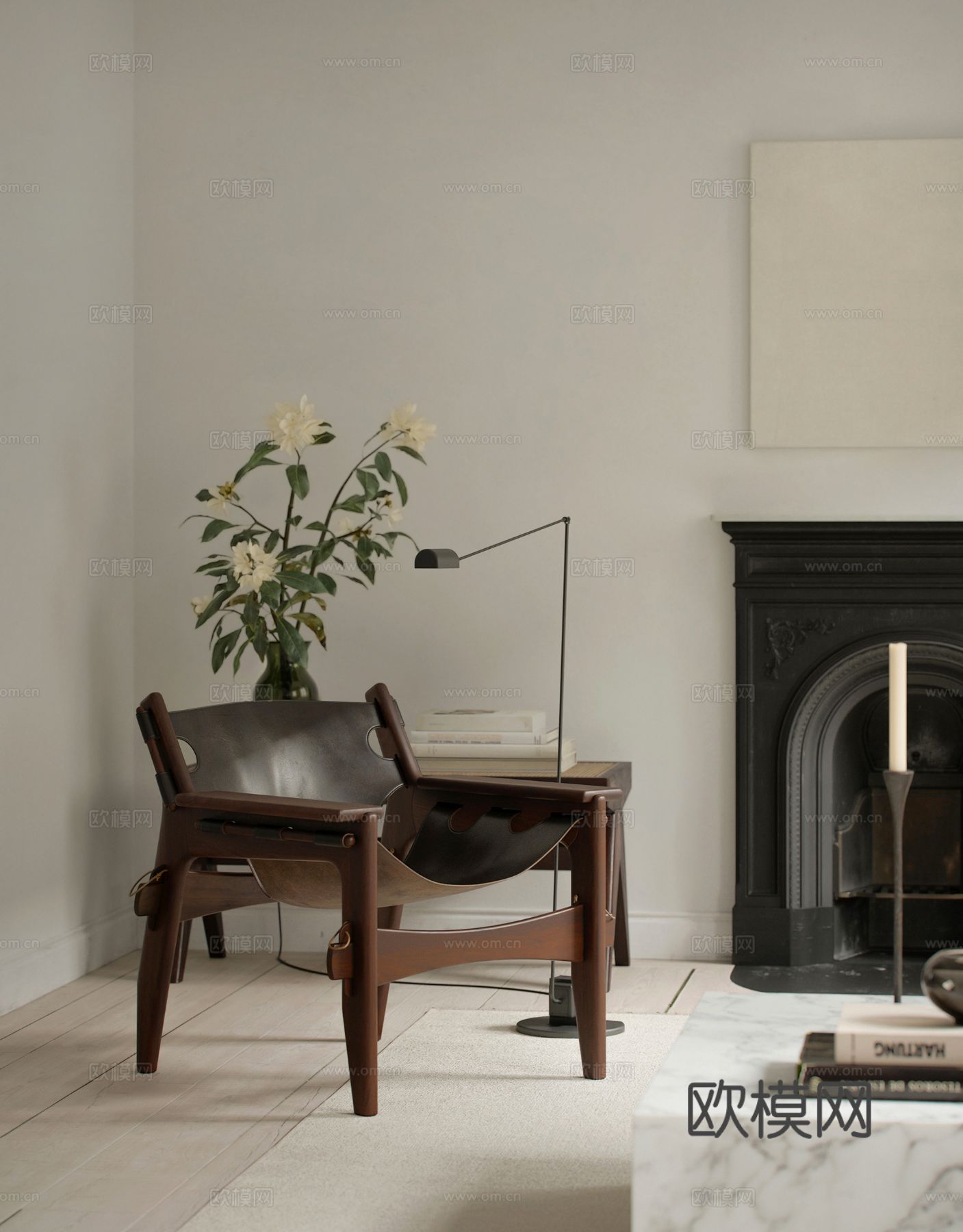 原木家装效果图 客厅卧室餐厅 黑白灰效果图下载（渲染图4）