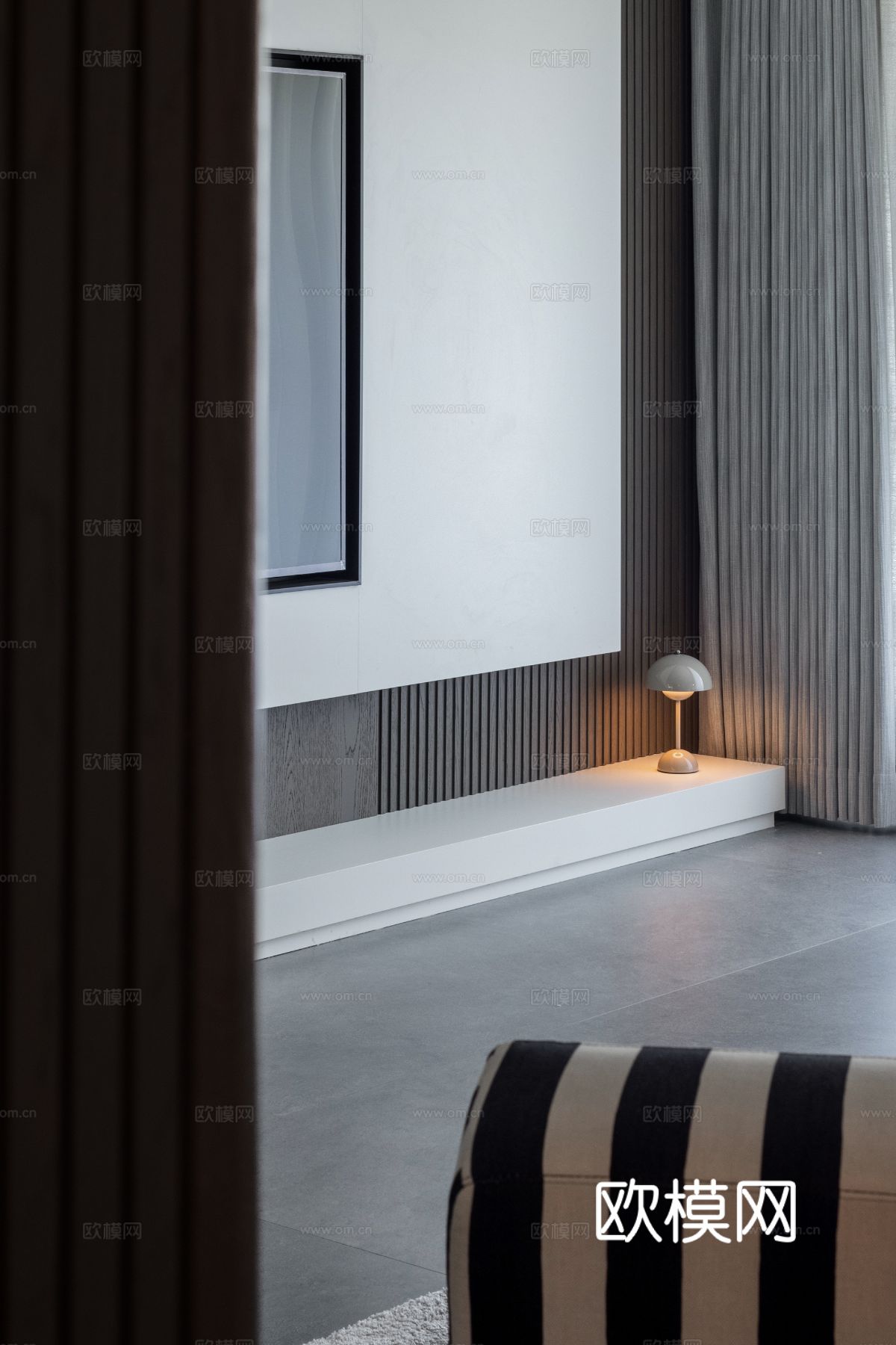 现代家装效果图客厅卧室餐厅 黑白灰极简效果图下载（渲染图7）