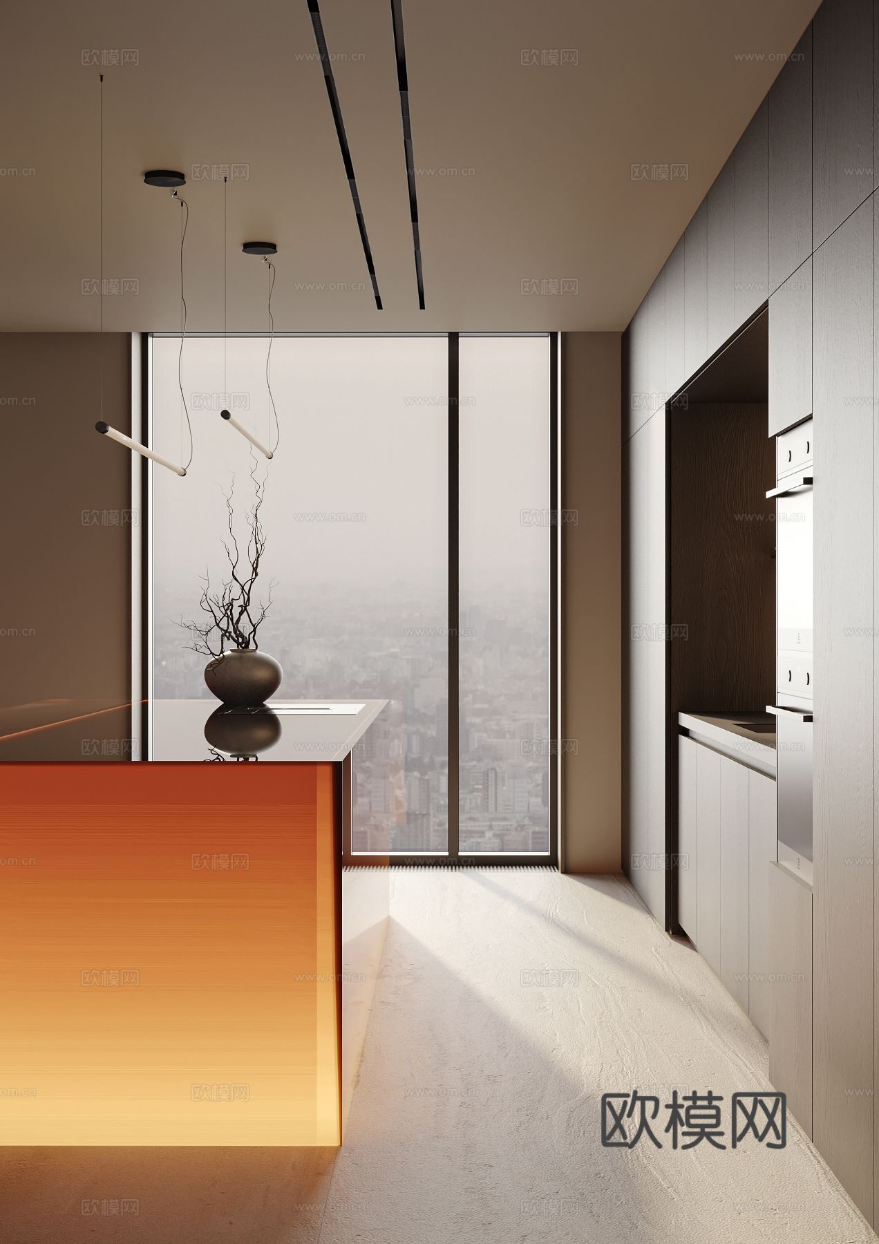 现代简约家装效果图 客厅卧室餐厅 黑自灰效果图下载（渲染图15）