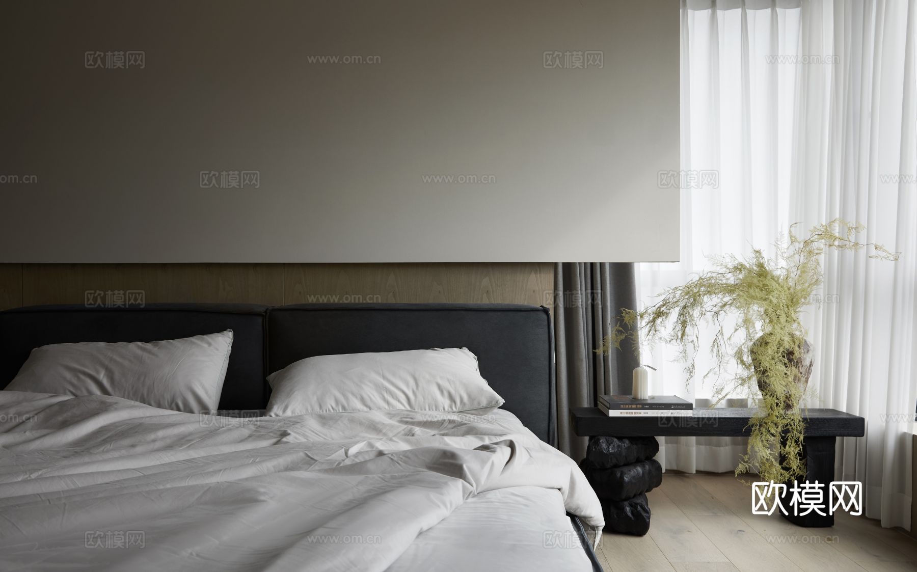 玩代家装效果图 客厅卧辜餐厅 高级黑自灰效果图下载（渲染图7）