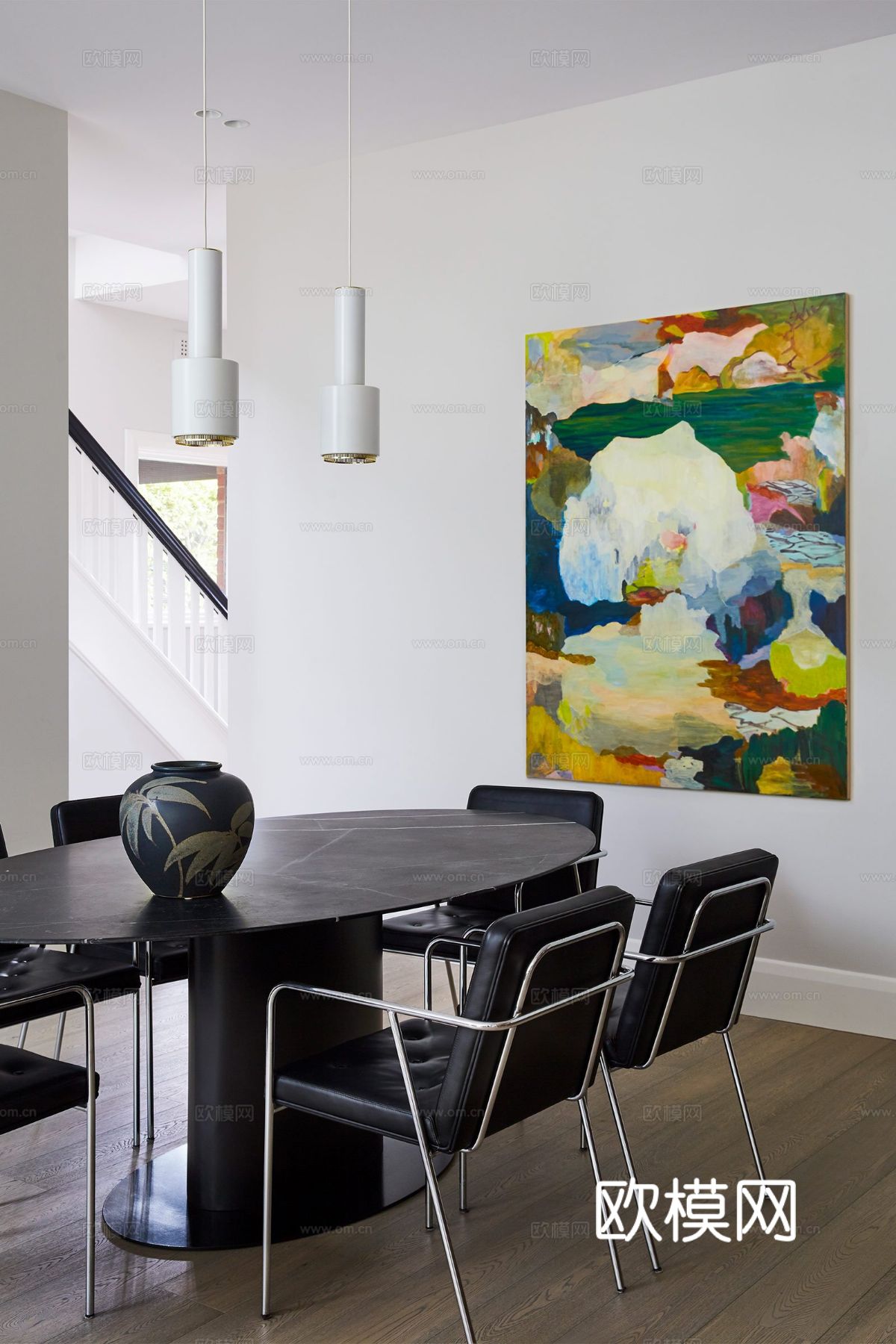 奶油风家装效果图 客厅卧室餐厅 黑白灰极简效果图下载（渲染图10）