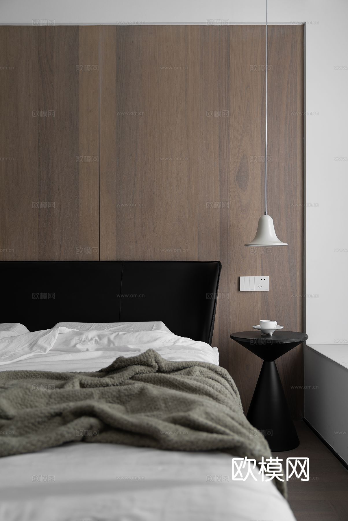 现代家装效果图 客厅卧室餐厅 高级黑白灰效果图下载（渲染图10）