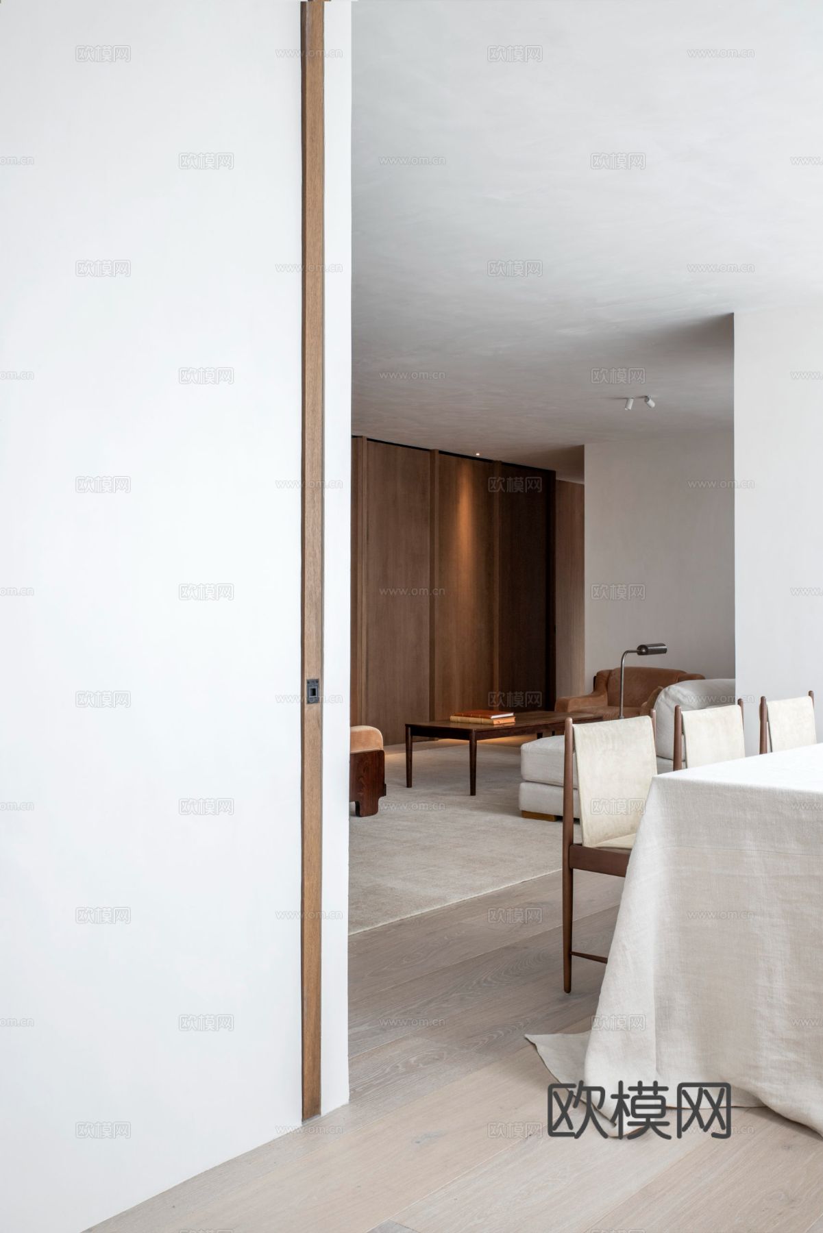 现代简约小户型 公寓家装效果图 客厅卧室餐厅 黑白灰效果图下载（渲染图5）