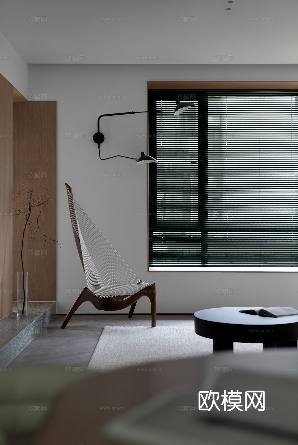 现代家装效果图 客厅卧室餐厅 高级黑白灰效果图下载（渲染图7）