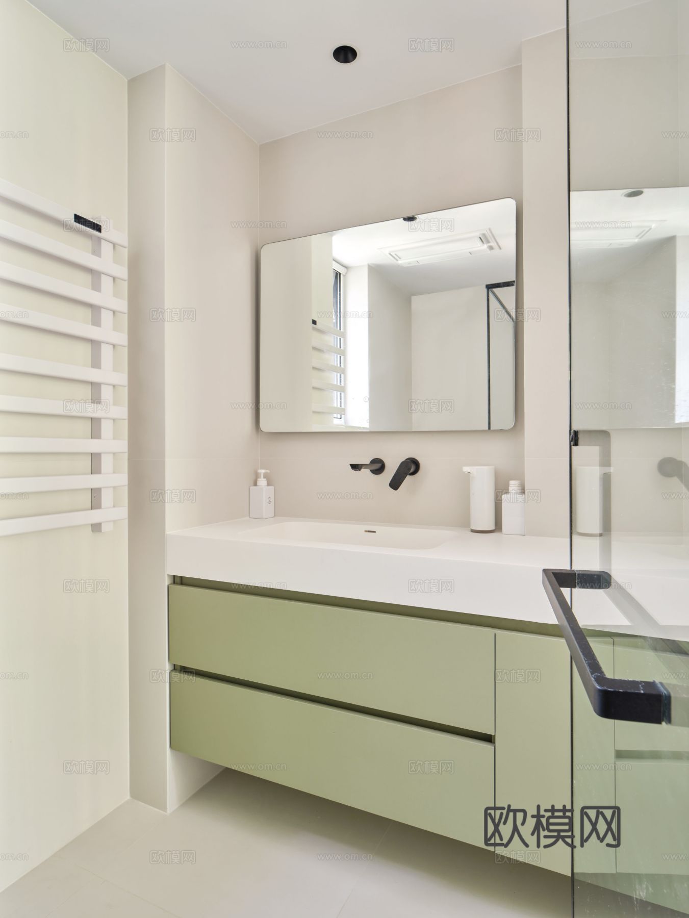 现代家装设计 客厅卧室餐厅 黑白灰 公寓效果图效果图下载（渲染图7）