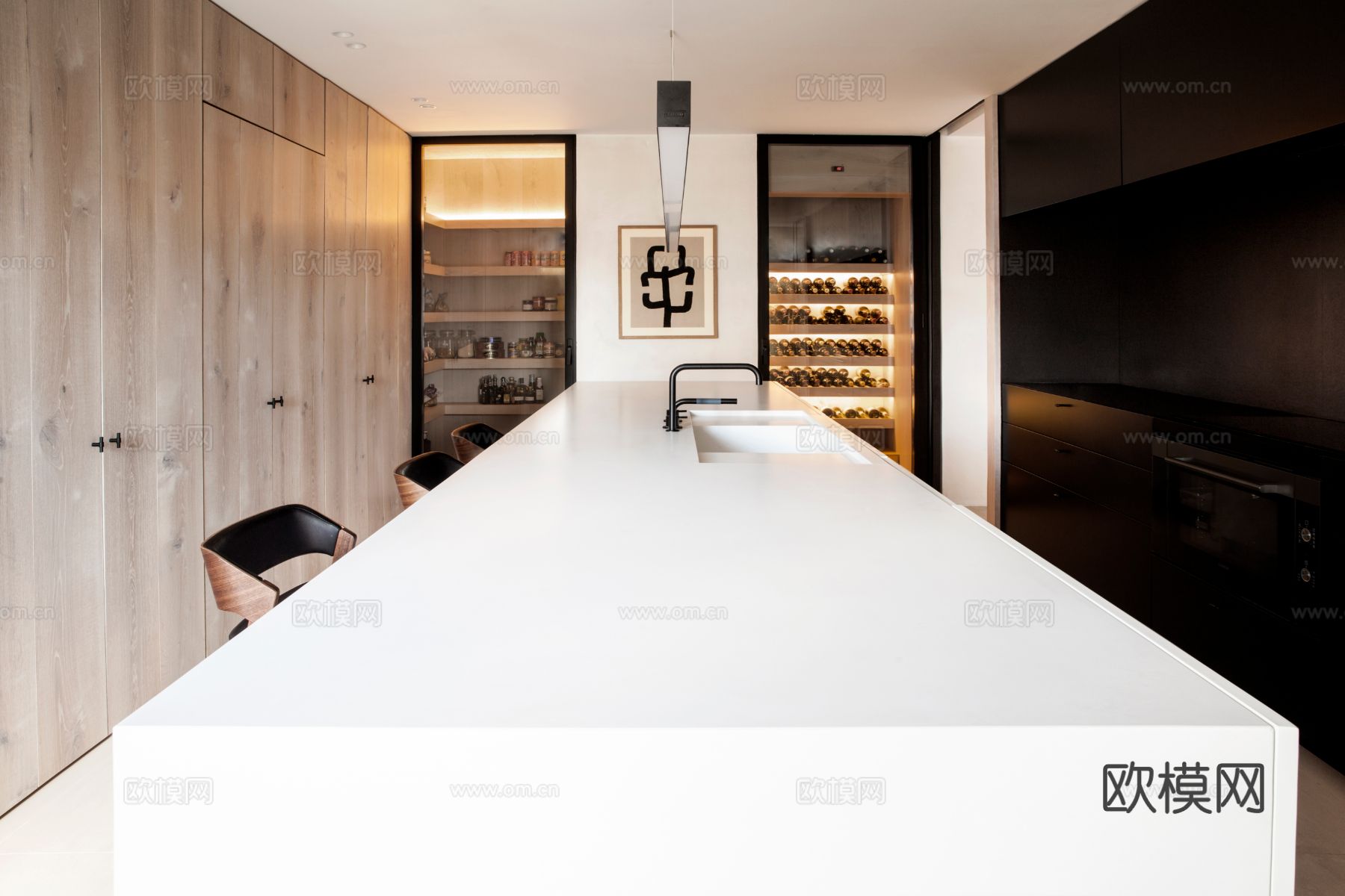 现代简约家装效果图 客厅卧室餐厅 黑白灰效果图下载（渲染图4）