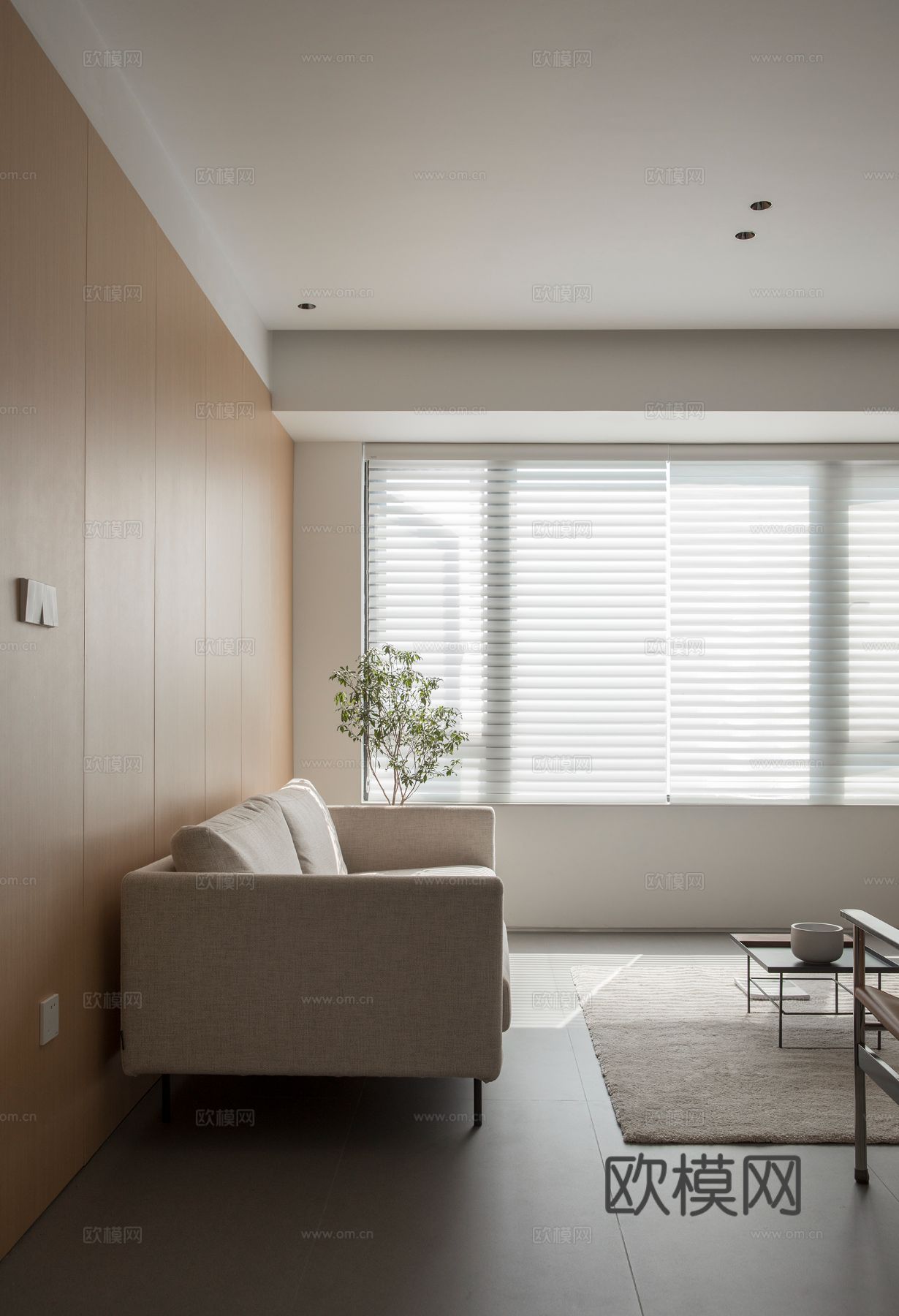 原木奶油风家装设计客厅卧室餐厅 高级灰  极简效果图下载（渲染图5）