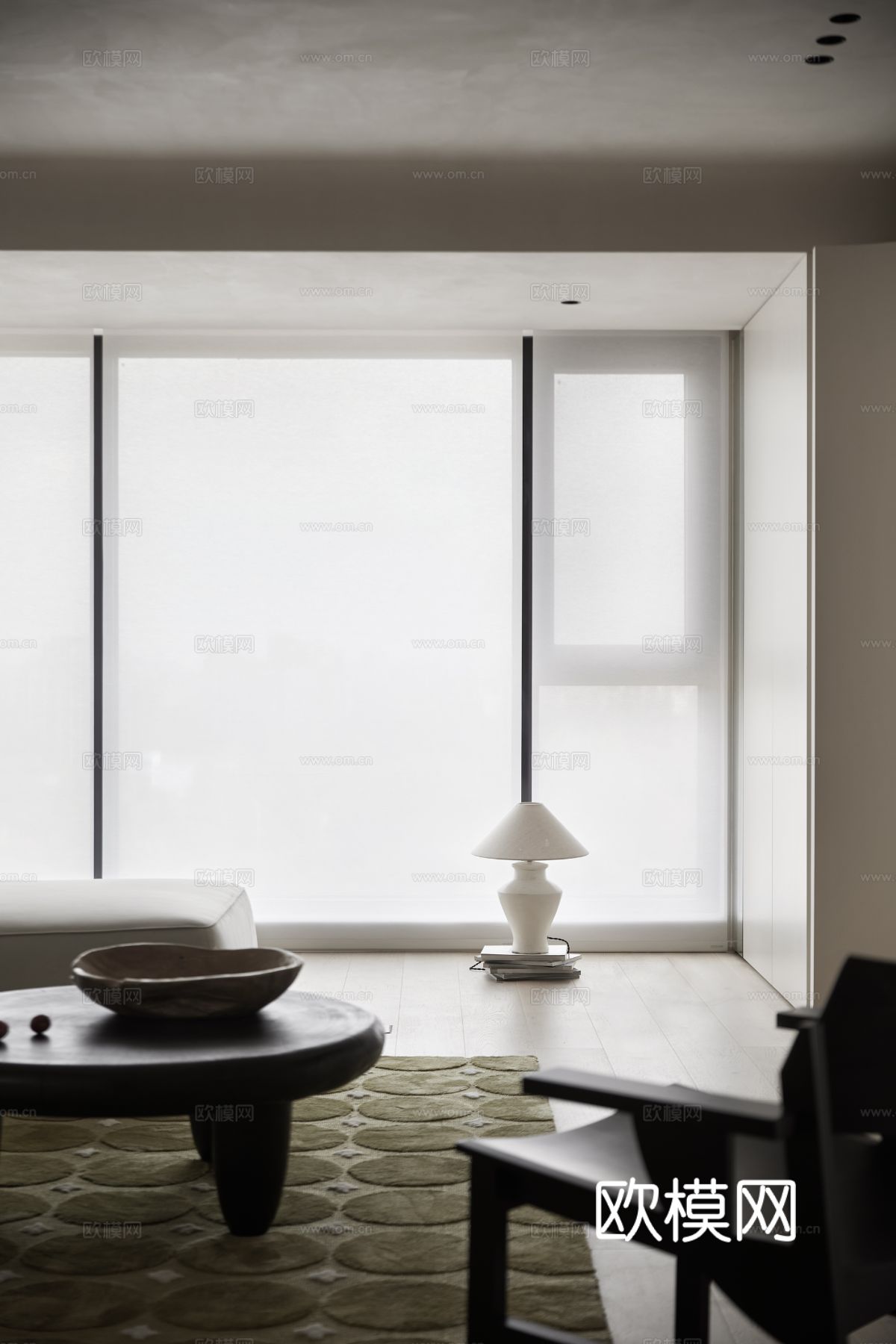 玩代家装效果图 客厅卧辜餐厅 高级黑自灰效果图下载（渲染图2）