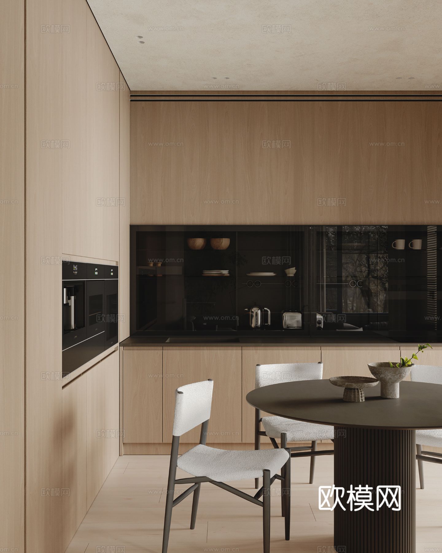 现代家装设计 客厅卧室餐厅 黑白灰 公寓效果图下载（渲染图4）