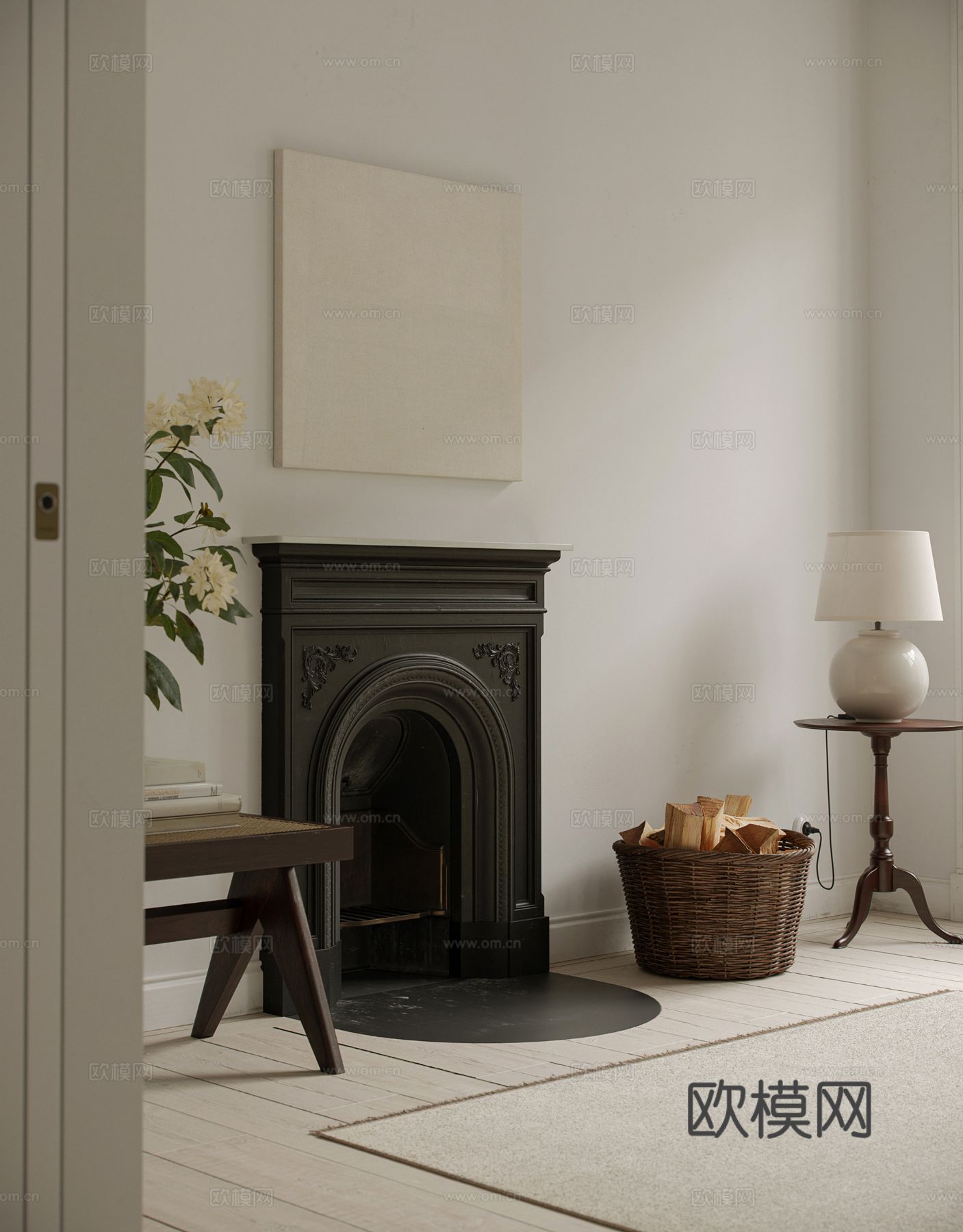 原木家装效果图 客厅卧室餐厅 黑白灰效果图下载（渲染图8）