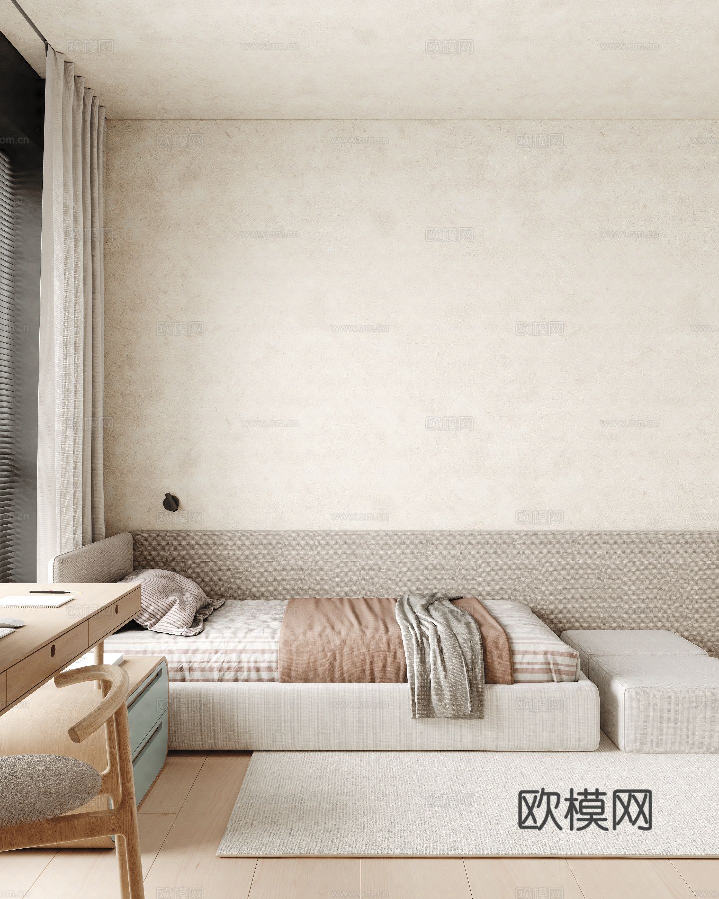 现代家装设计 客厅卧室餐厅 黑白灰 公寓效果图下载（渲染图10）