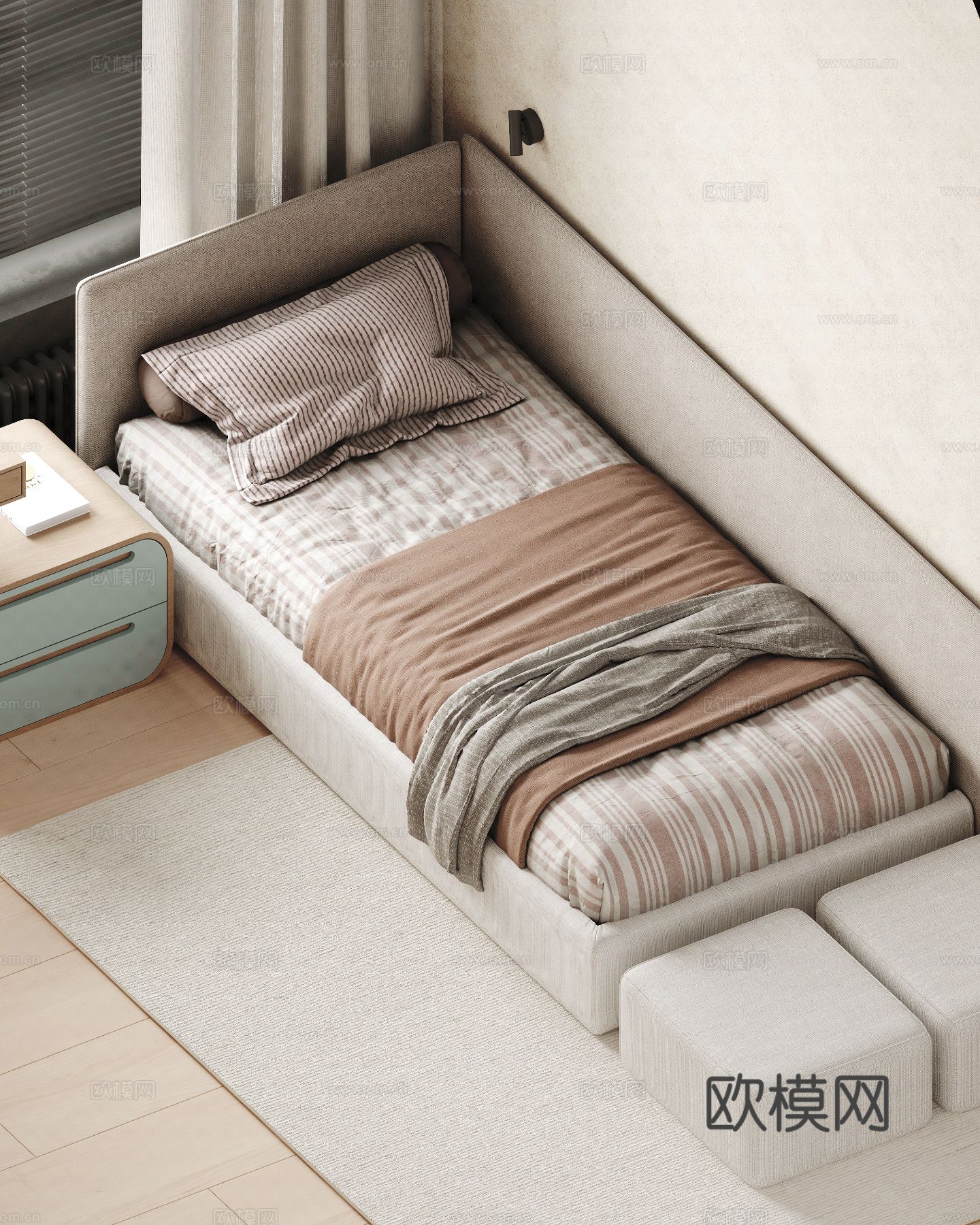 现代家装设计 客厅卧室餐厅 黑白灰 公寓效果图下载（渲染图9）