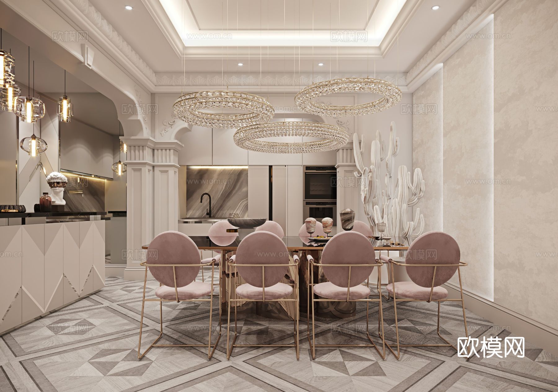 现代奶油风家装效果图客厅卧室餐厅 黑白灰极简效果图下载（渲染图19）