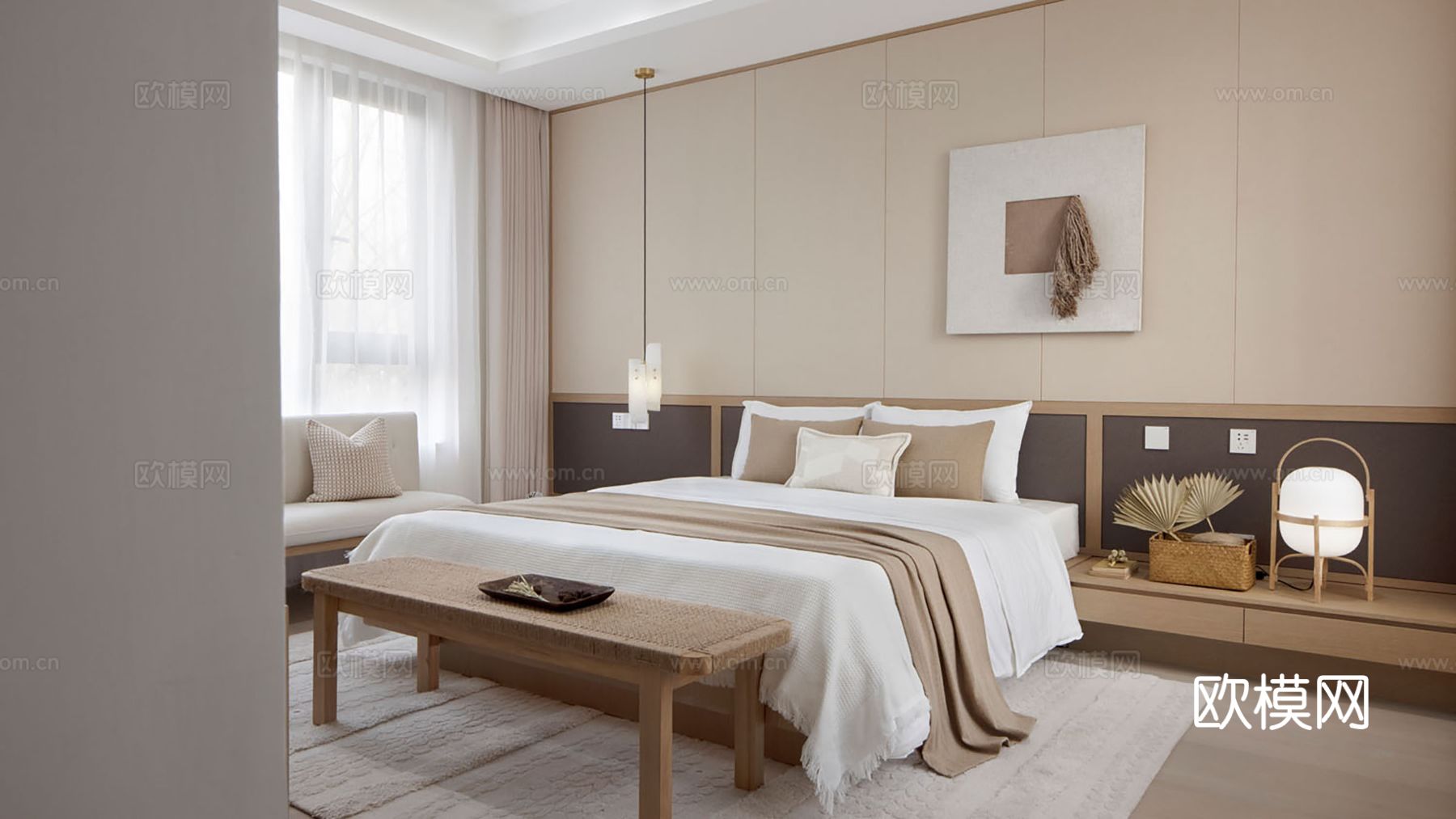 现代家装设计 客厅卧室餐厅 黑白灰 公寓效果图下载（渲染图4）