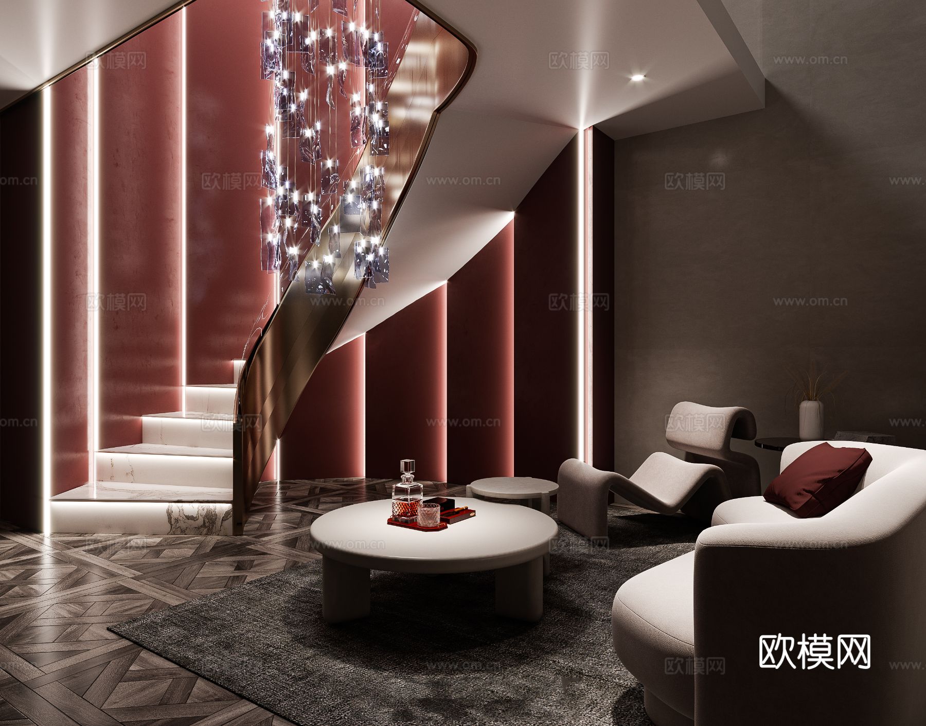 现代奶油风家装效果图客厅卧室餐厅 黑白灰极简效果图下载（渲染图9）