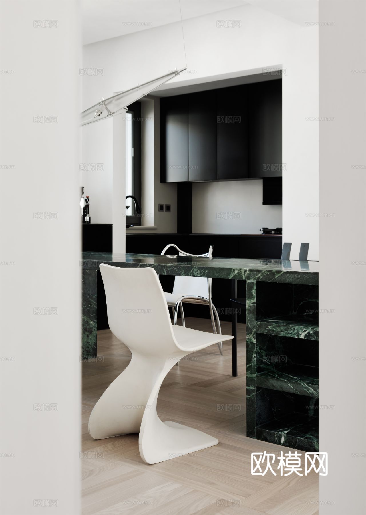 现代家装效果图 客厅卧室餐厅 高级黑白灰 纯净至简效果图下载（渲染图3）