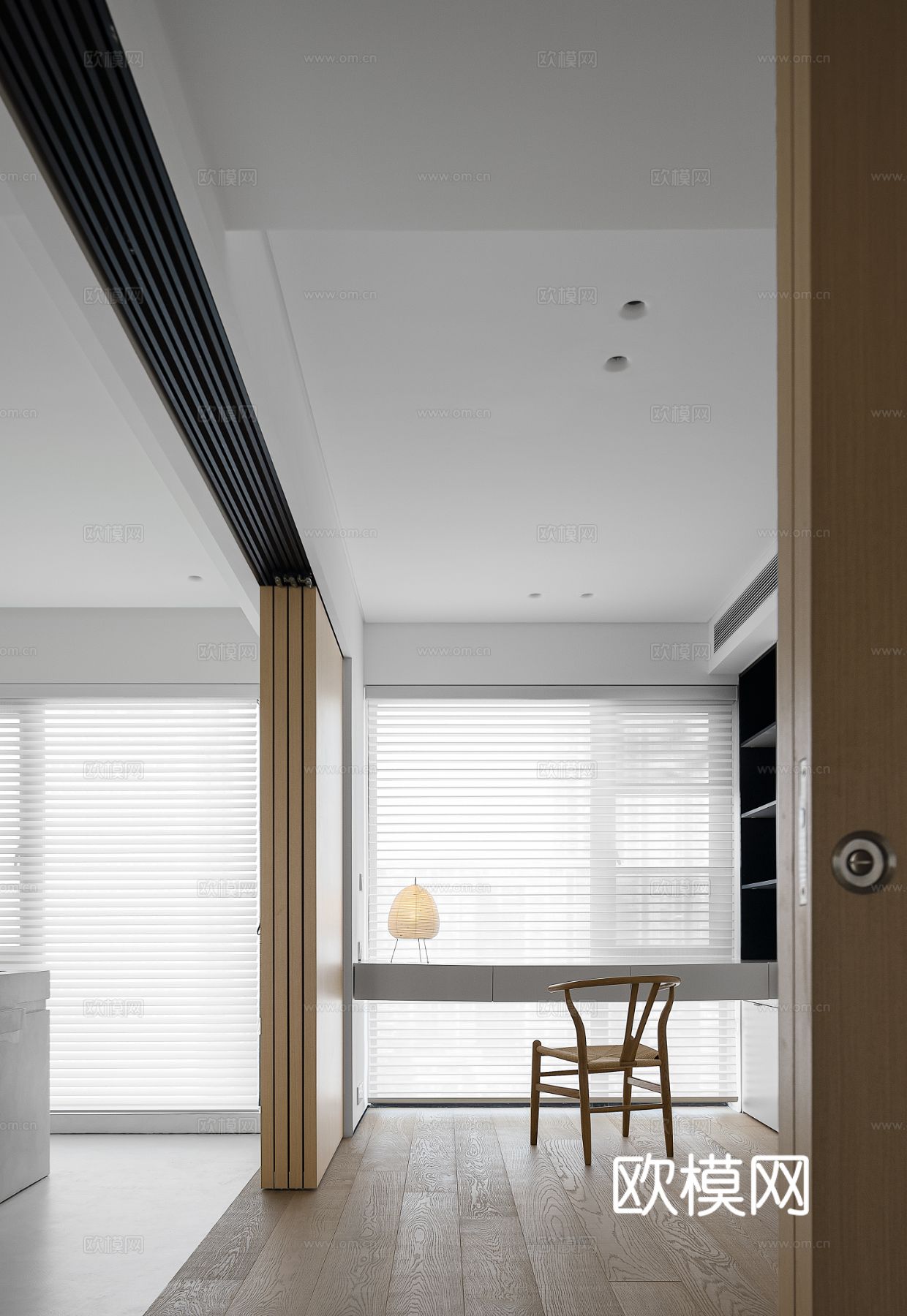 现代家装设计 客厅卧室餐厅 黑白灰 公寓效果图下载（渲染图10）