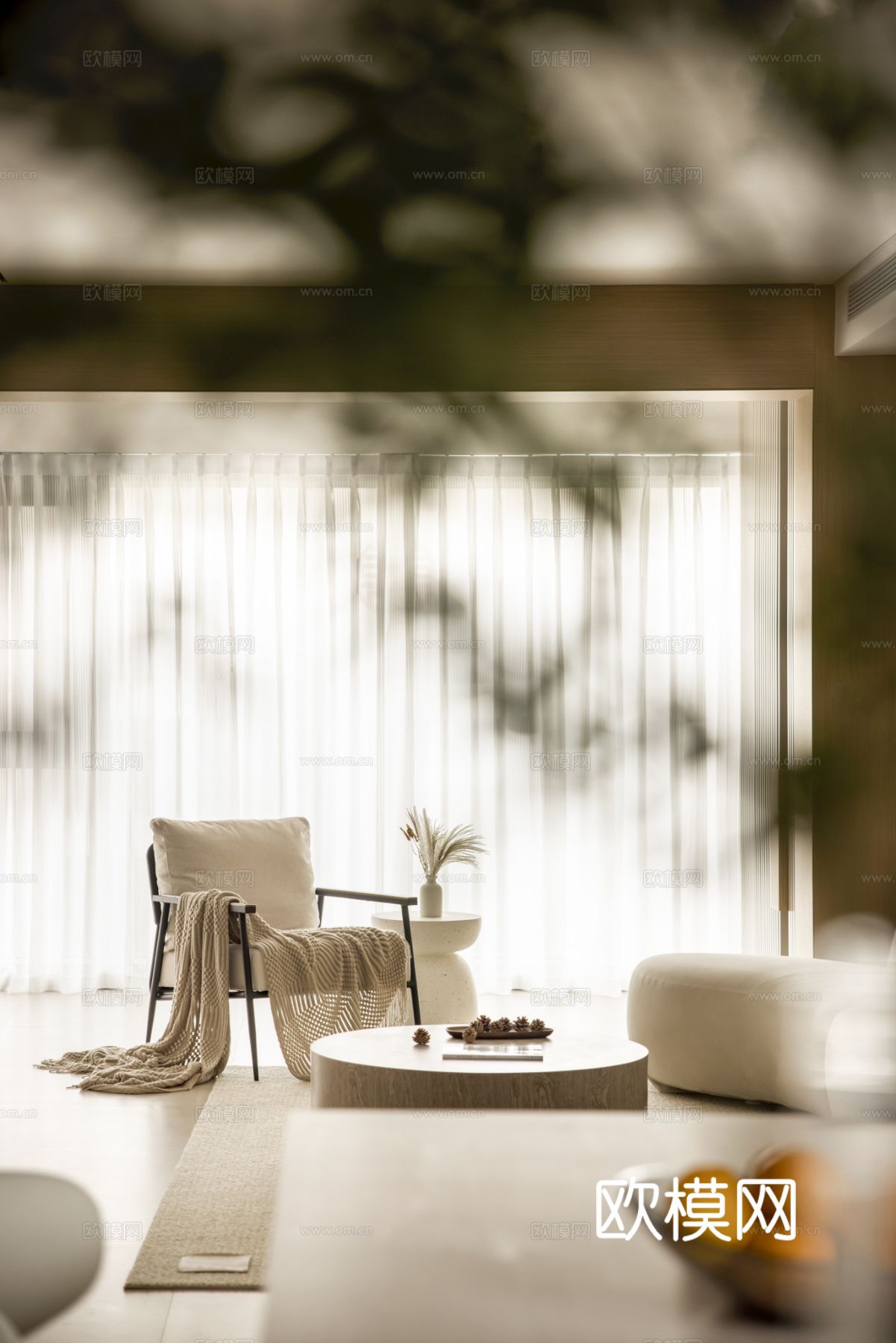 奶油风家装设计 客厅卧室餐厅 黑白灰 公寓效果图下载（渲染图4）