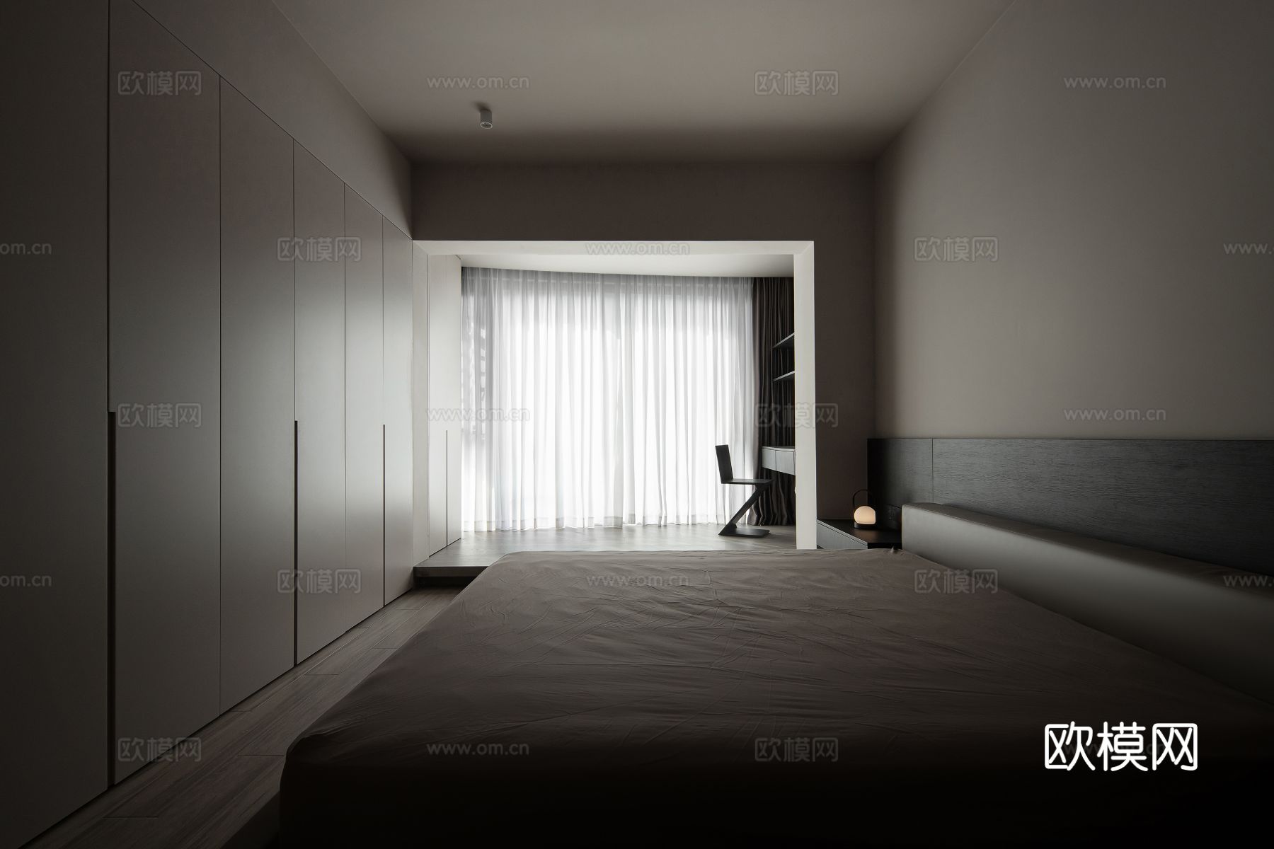 现代家装效果图 客厅卧室餐厅 高级黑白灰效果图下载（渲染图14）