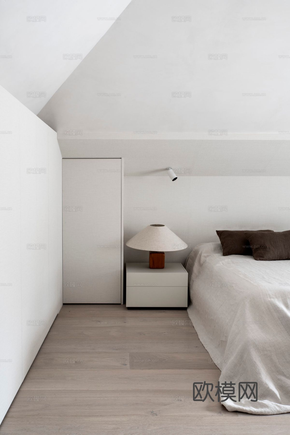 现代简约小户型 公寓家装效果图 客厅卧室餐厅 黑白灰效果图下载（渲染图13）