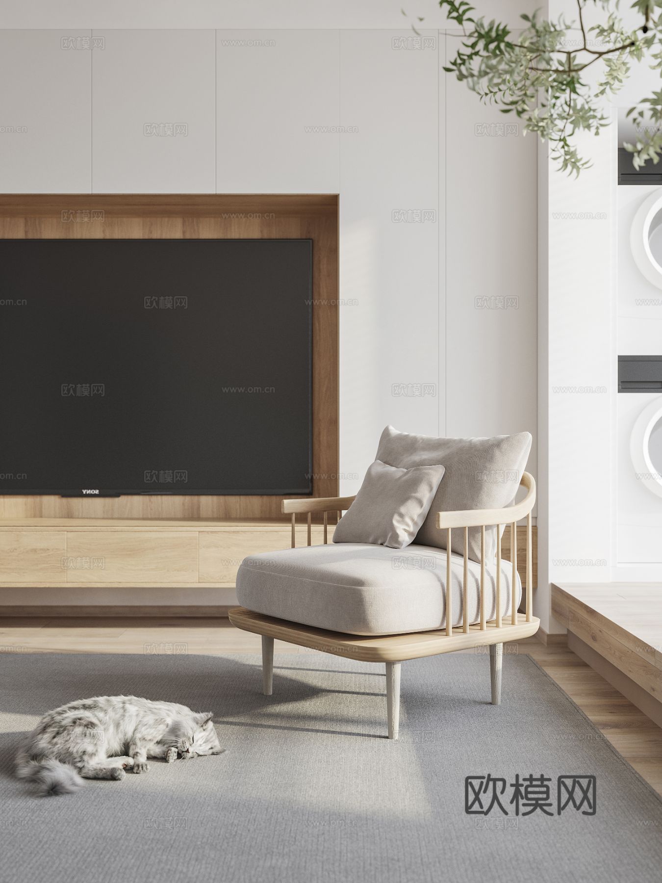 现代家装设计 客厅卧室餐厅 黑白灰 公寓效果图下载（渲染图11）