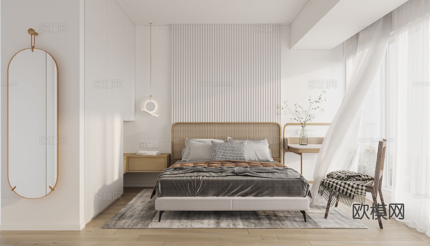 现代家装设计 客厅卧室餐厅 黑白灰 公寓效果图下载（渲染图14）