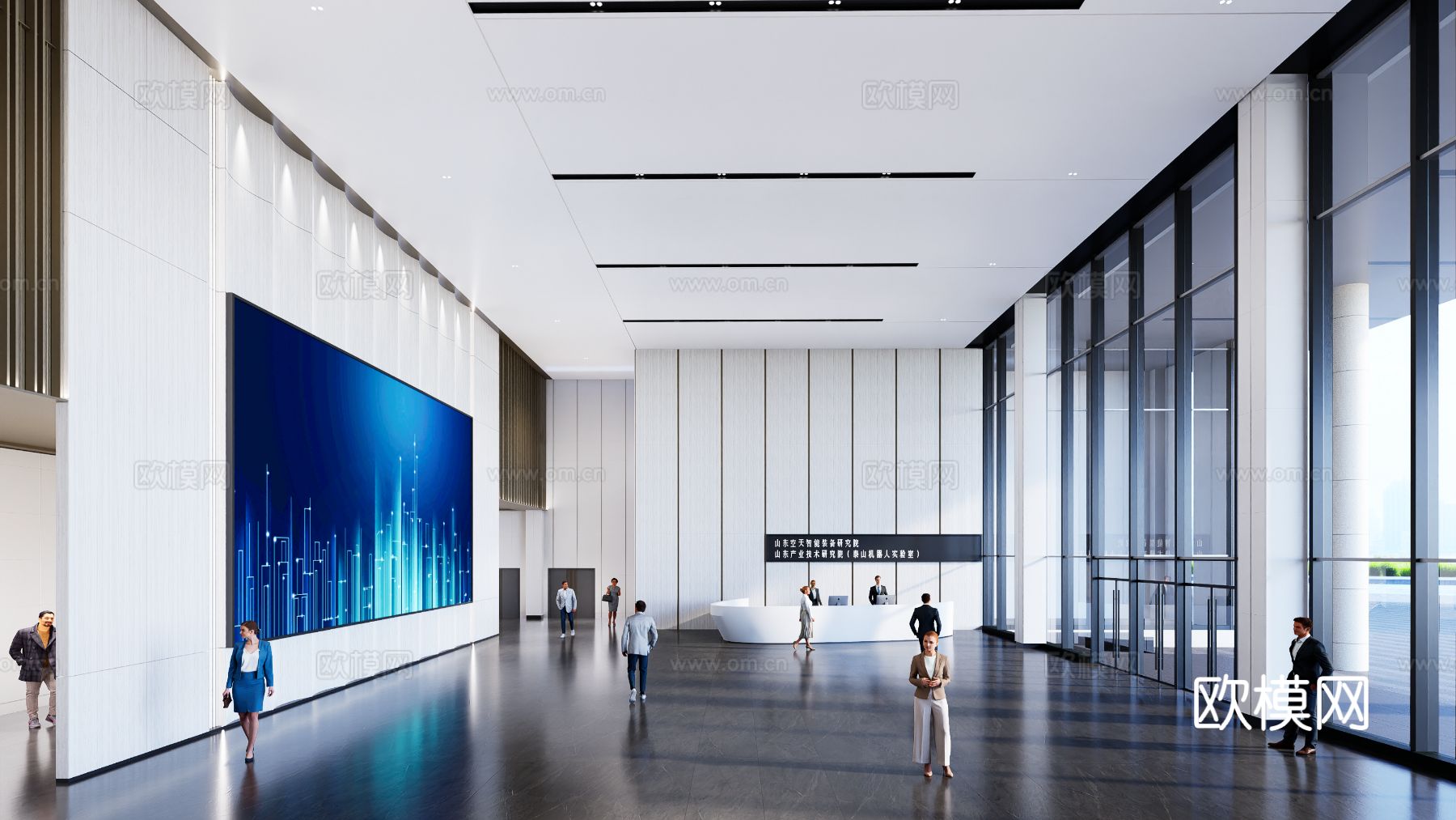 现代公司大堂效果图下载（渲染图4）