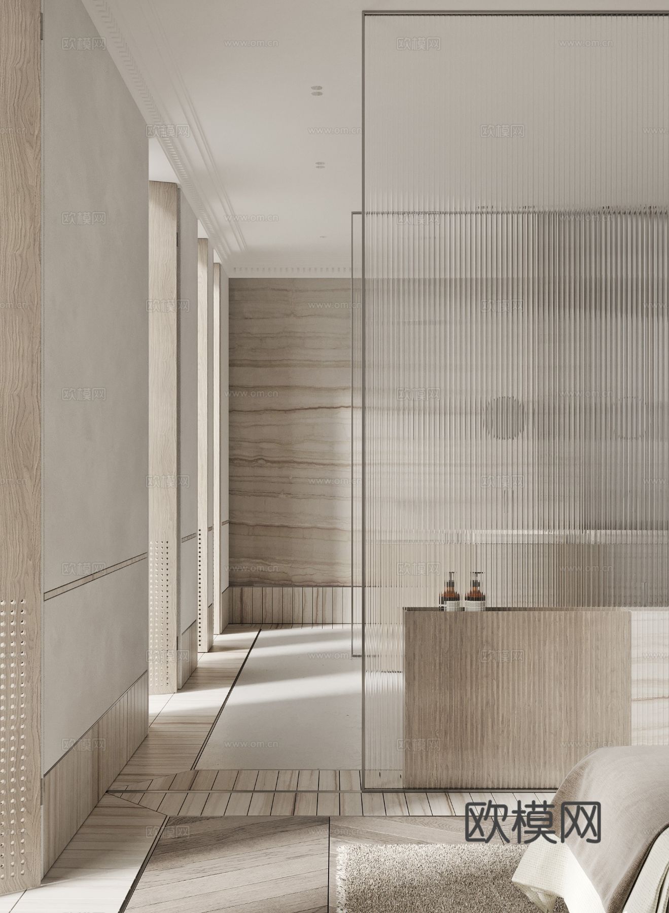 奶油风家装效果图 客厅卧室餐厅 黑白灰极简效果图下载（渲染图9）