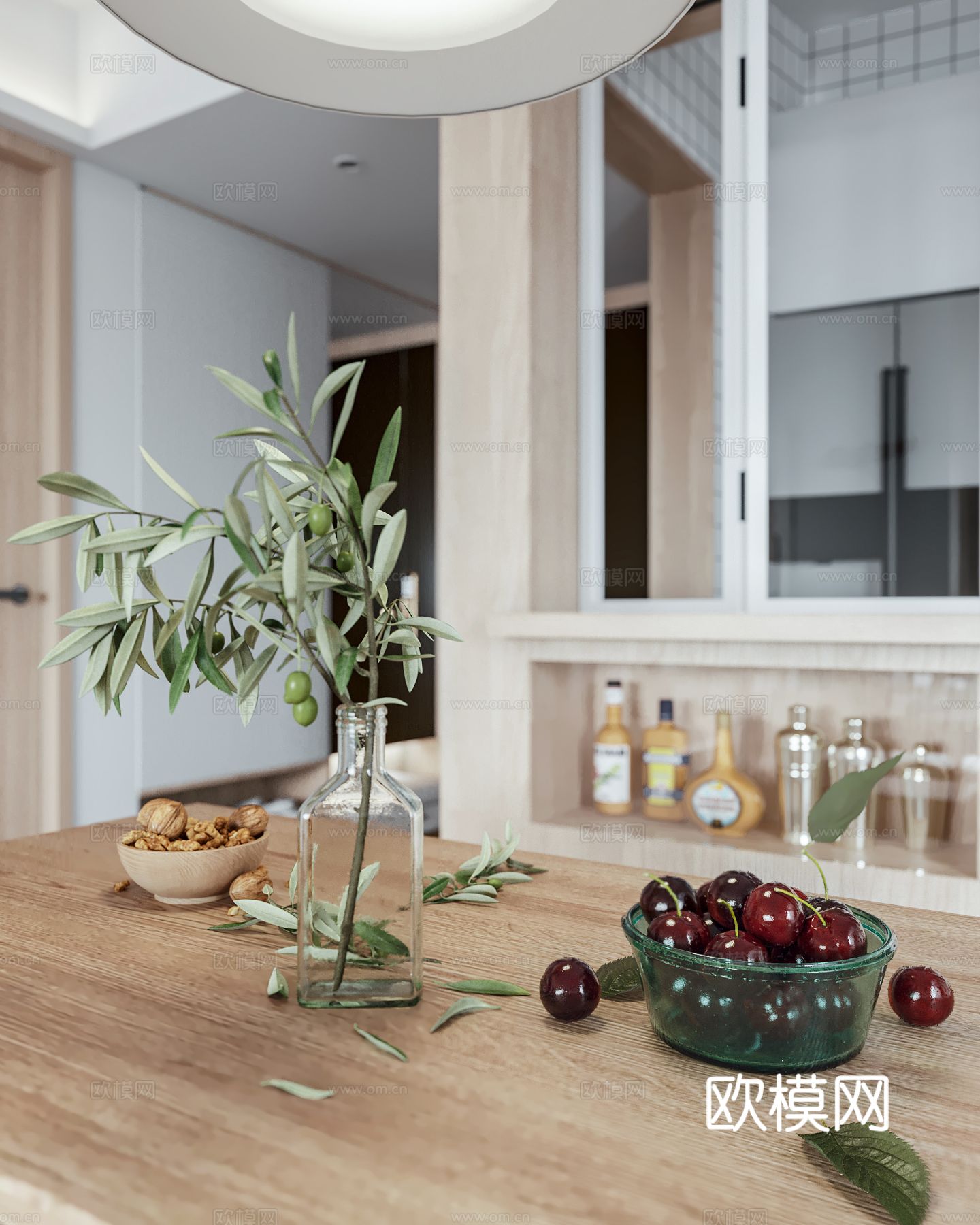 北欧家装效果图客厅卧室餐厅 黑白灰极简效果图下载（渲染图7）