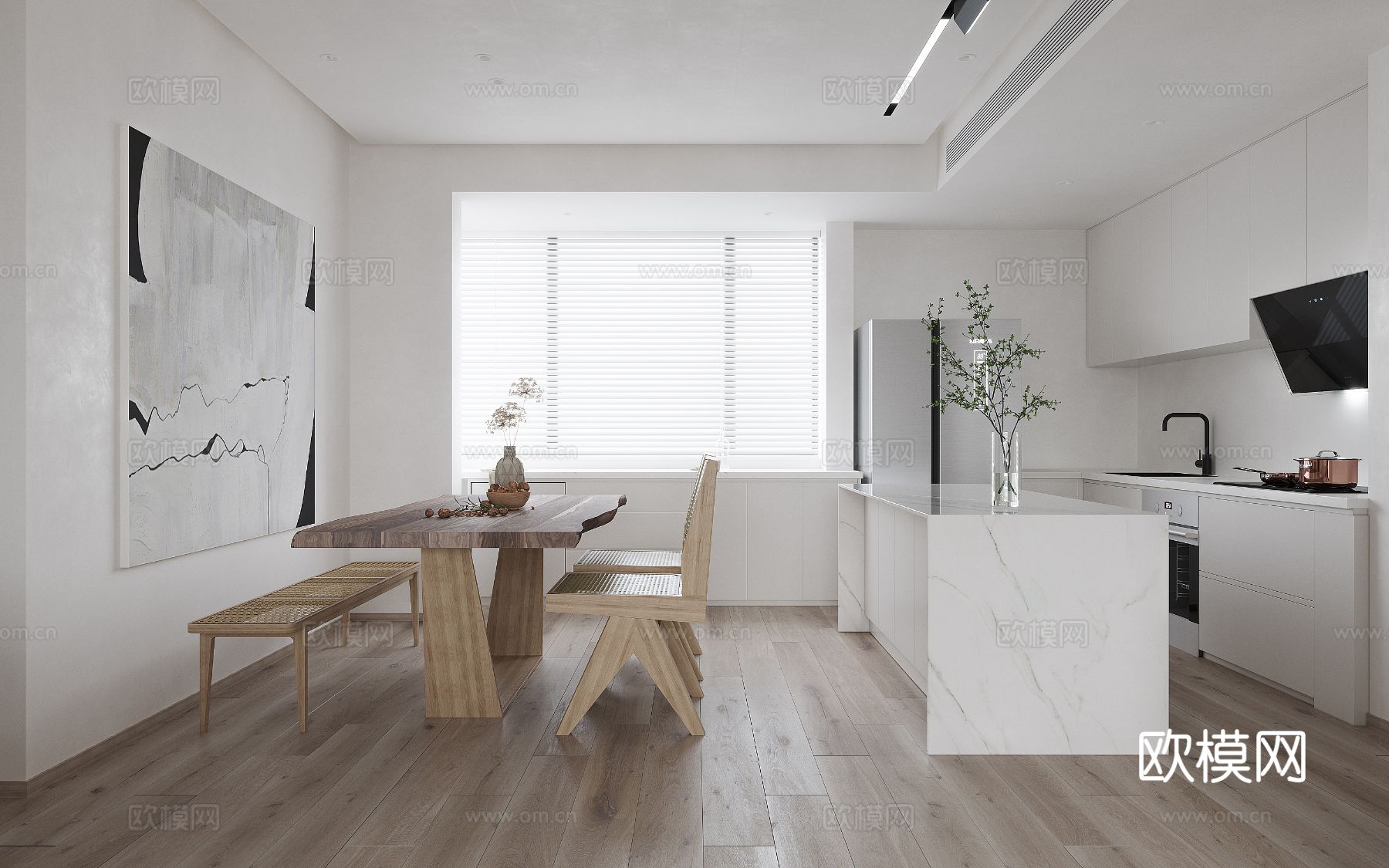 现代家装设计 客厅卧室餐厅 黑白灰 公寓效果图下载（渲染图2）