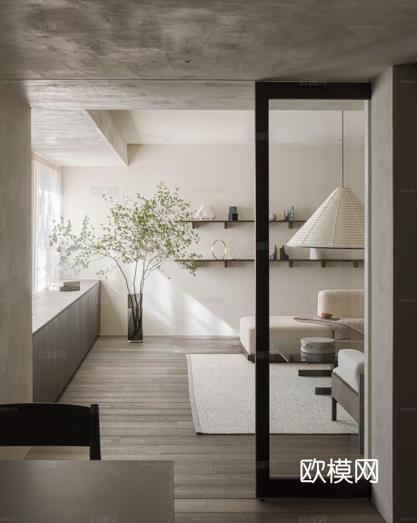 现代家装设计 客厅卧室餐厅 黑白灰 公寓效果图下载（渲染图4）