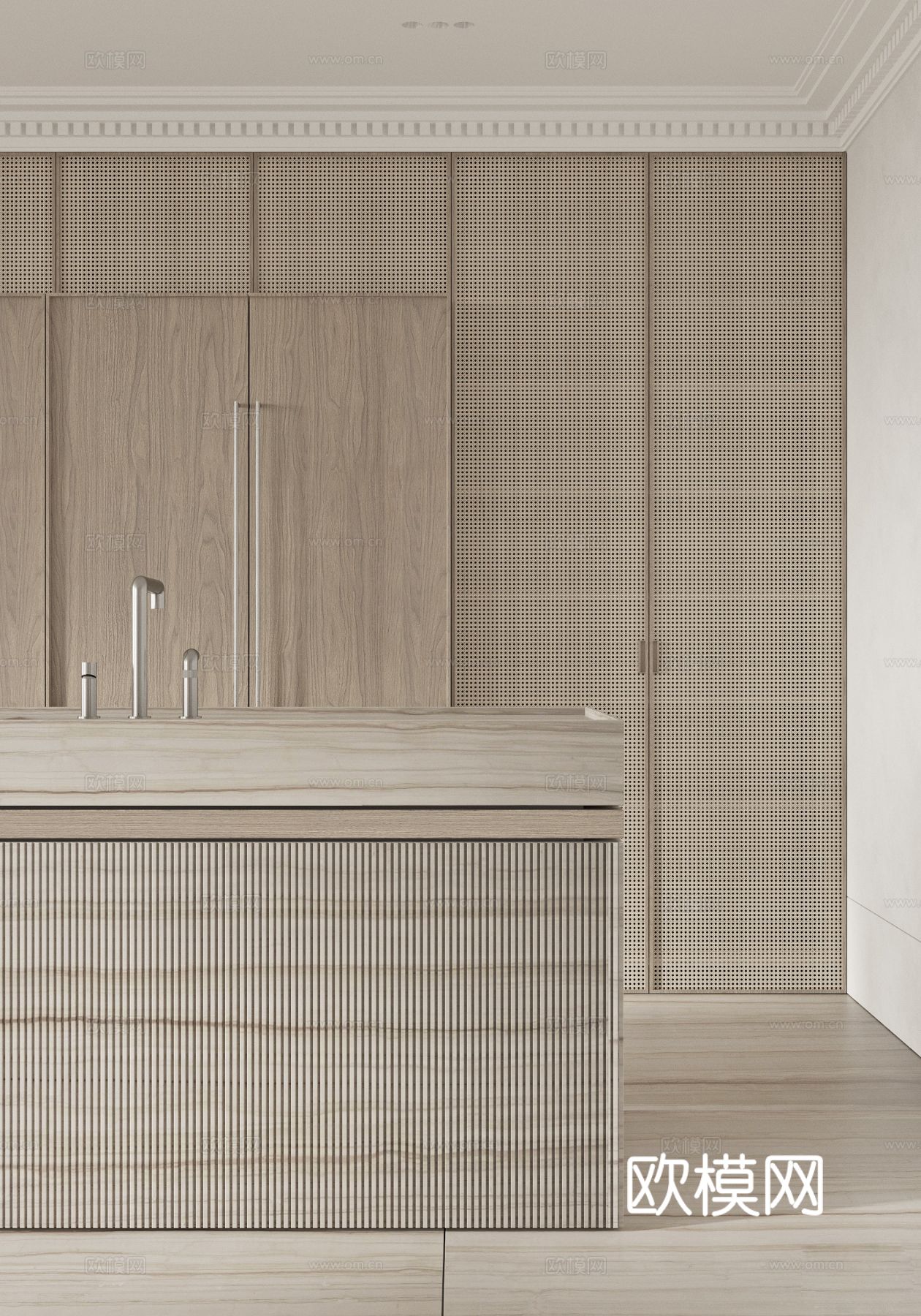 奶油风家装效果图 客厅卧室餐厅 黑白灰极简效果图下载（渲染图15）