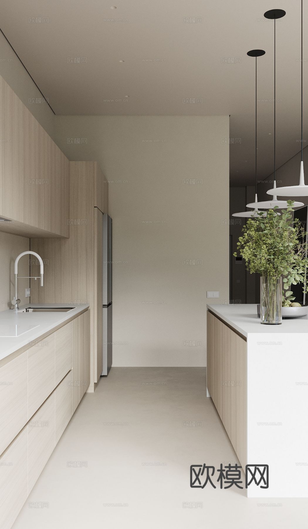 现代奶油风家装效果图客厅卧室餐厅 黑白灰极简效果图下载（渲染图8）