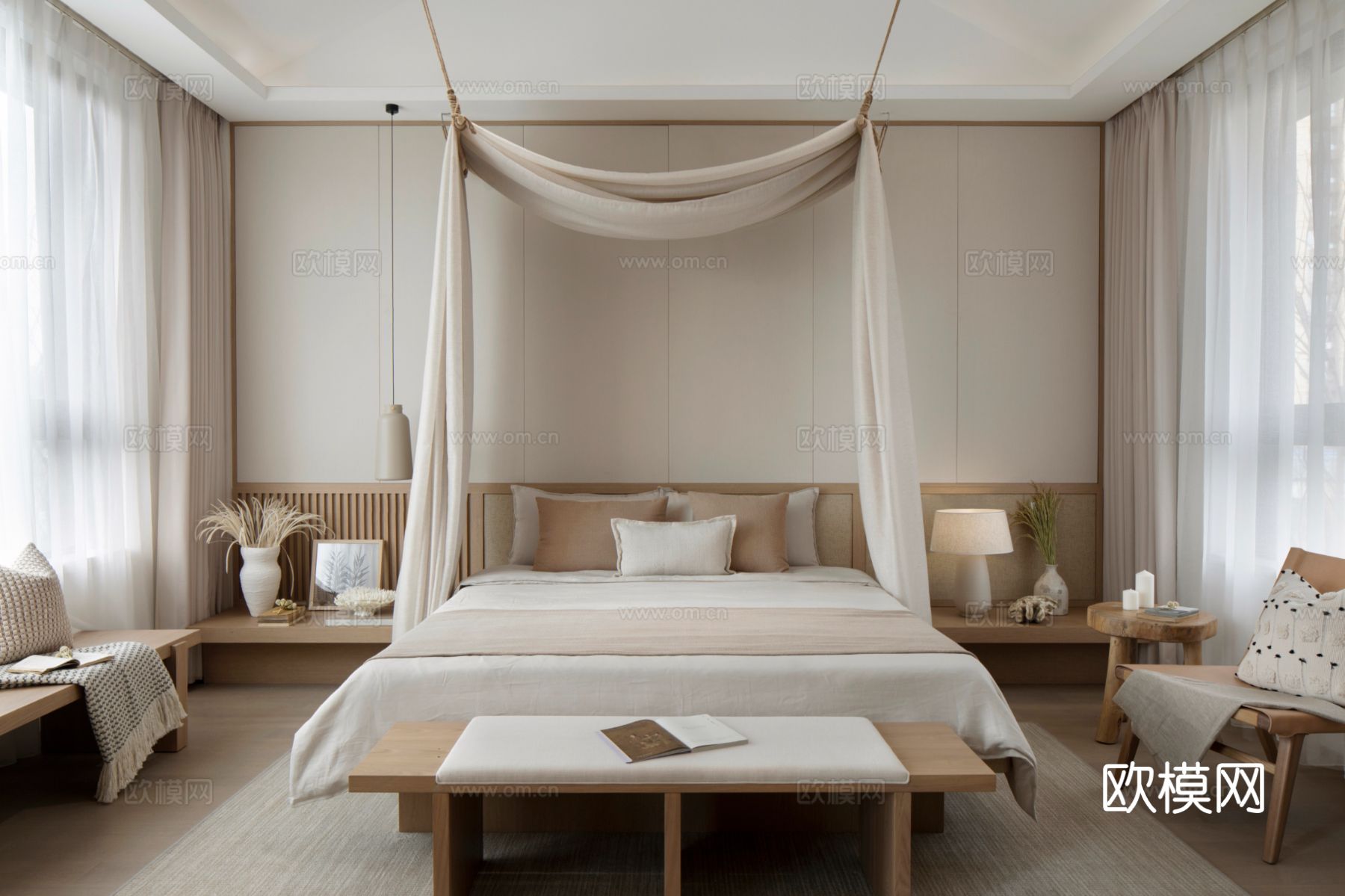 现代家装设计 客厅卧室餐厅 黑白灰 公寓效果图下载（渲染图8）