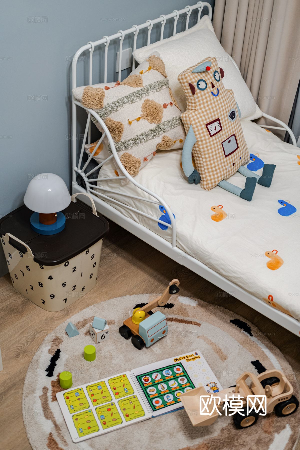 现代奶油风家装效果图客厅卧室餐厅 黑白灰极简效果图下载（渲染图12）